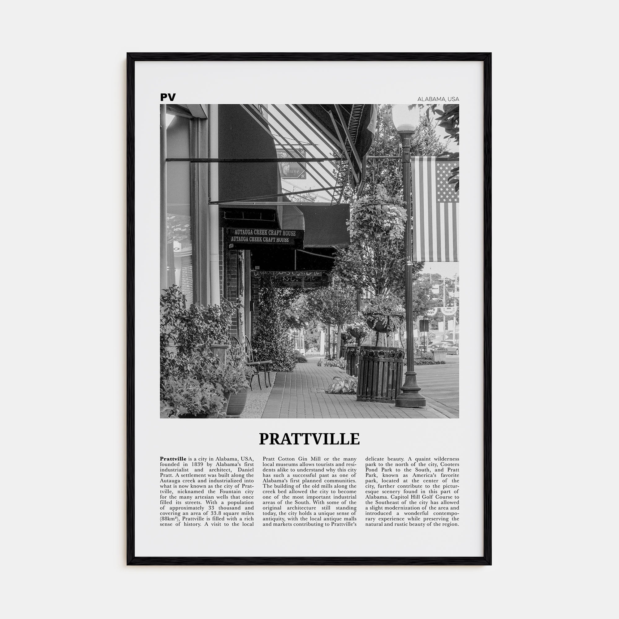 Prattville Travel B&W Poster
