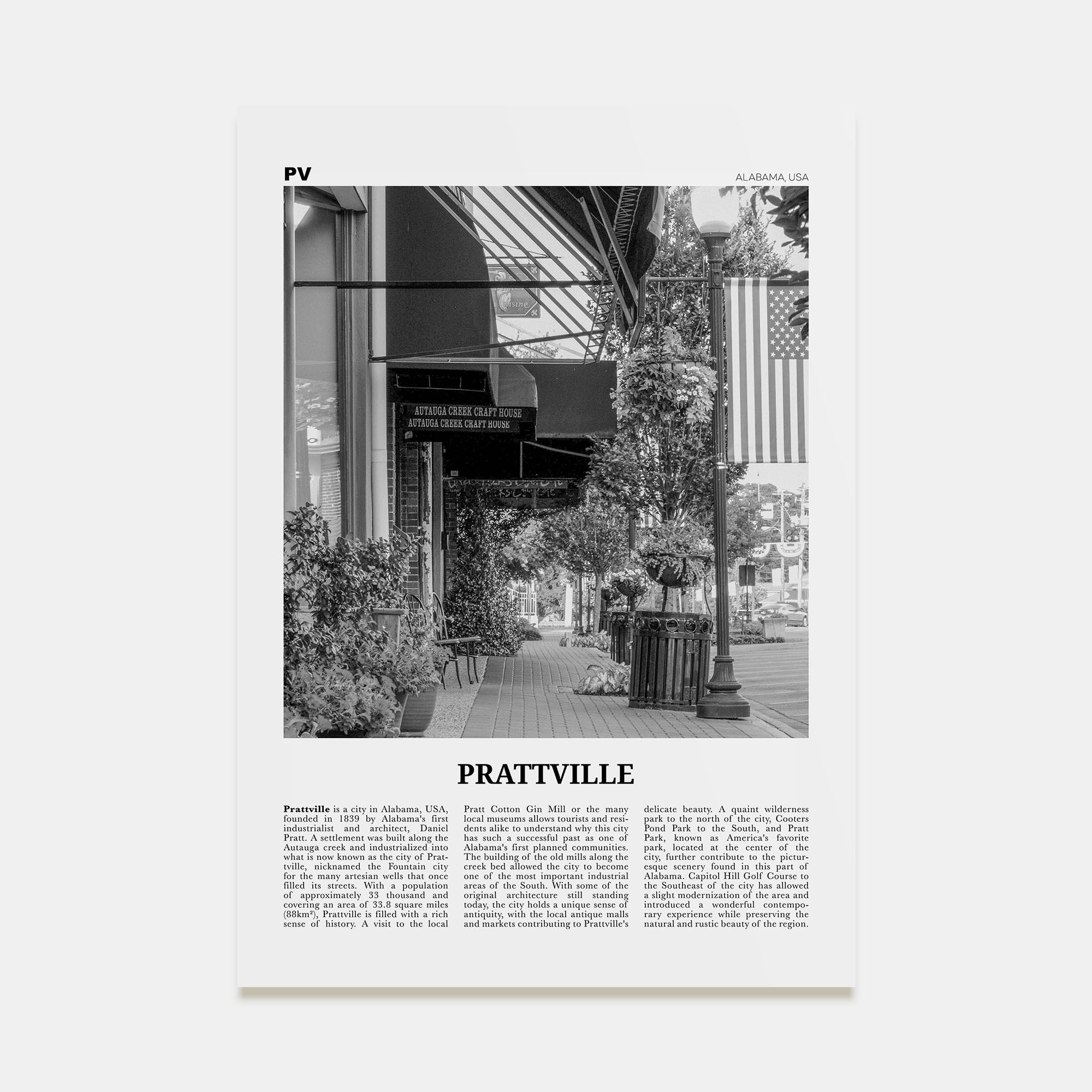 Prattville Travel B&W Poster