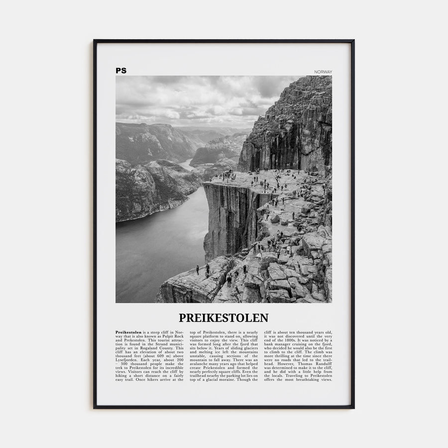 Preikestolen Travel B&W Poster