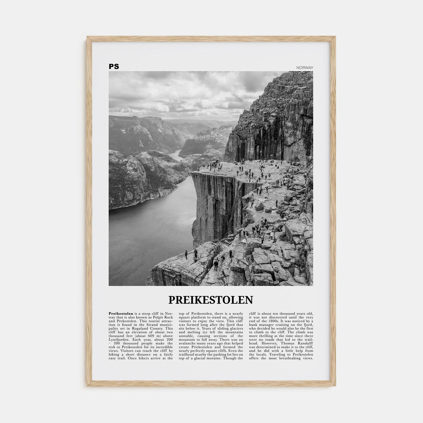 Preikestolen Travel B&W Poster