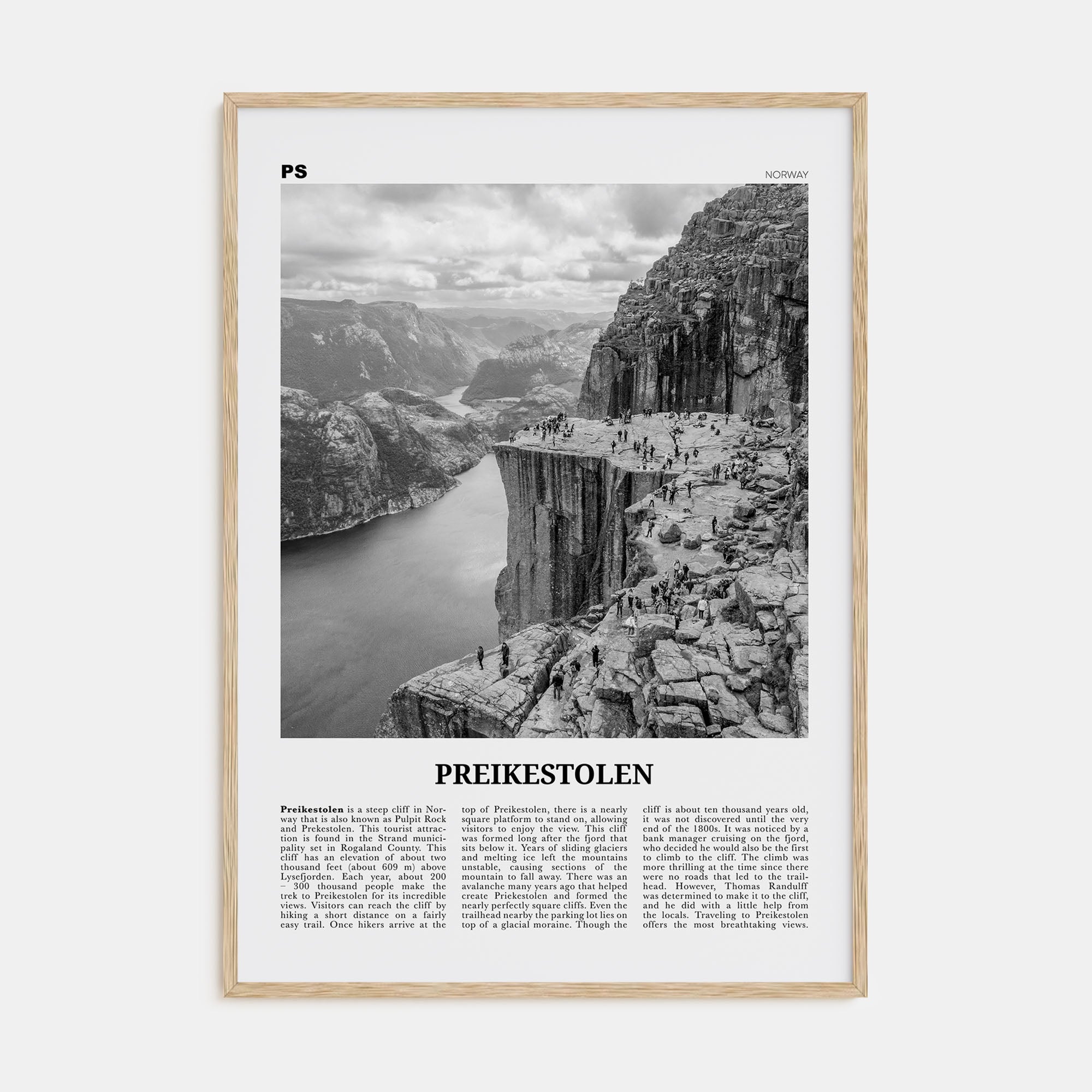 Preikestolen Travel B&W Poster