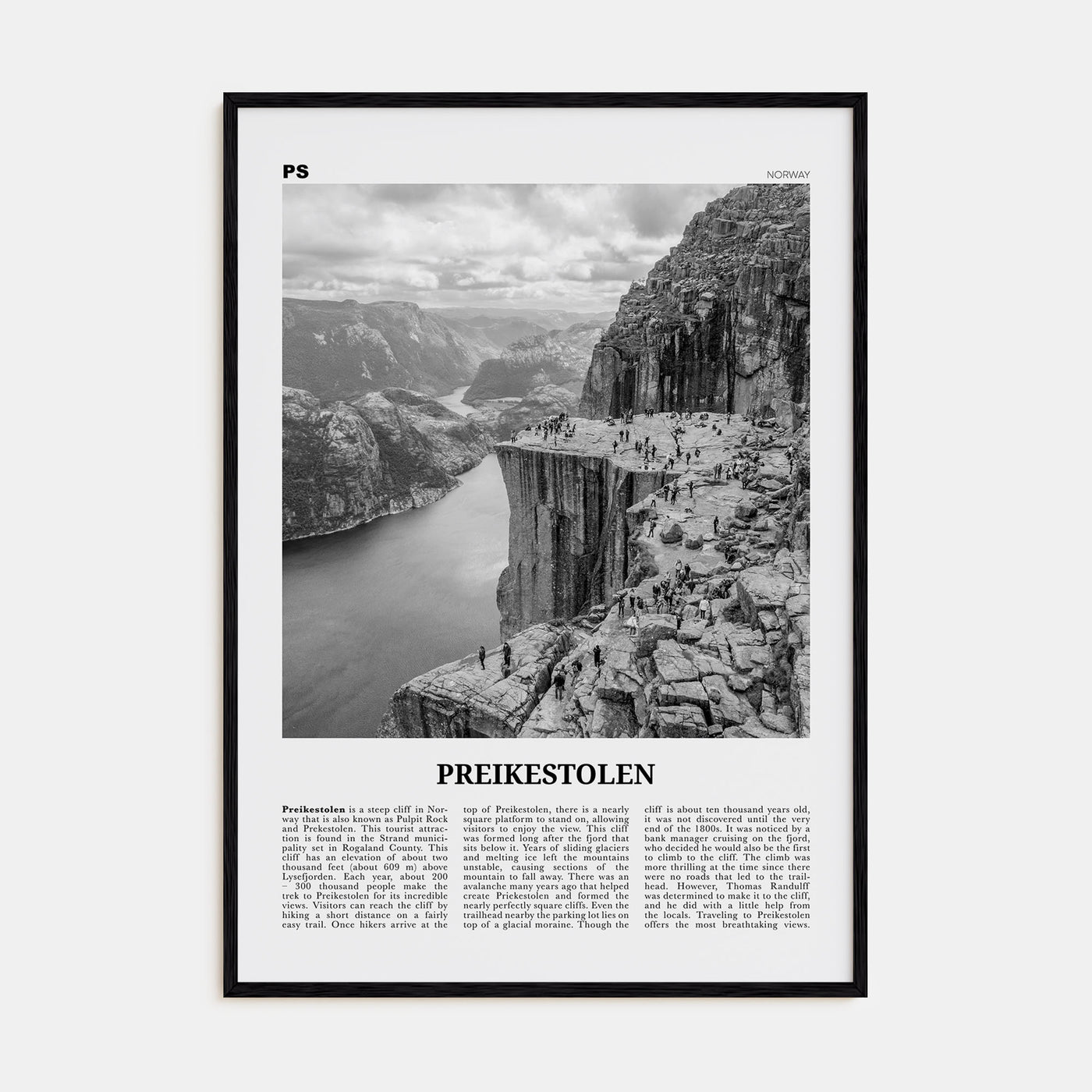 Preikestolen Travel B&W Poster
