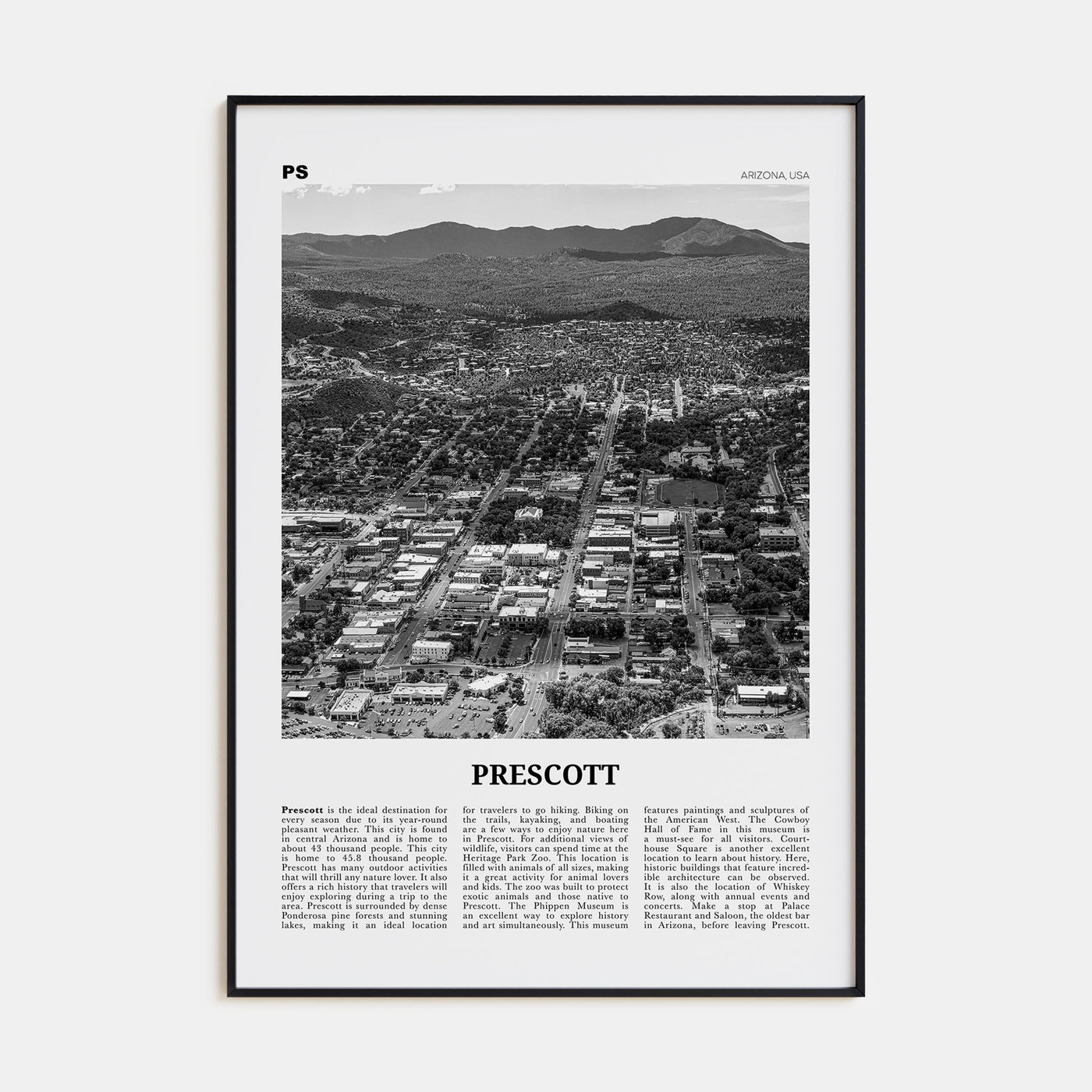 Prescott Travel B&W Poster