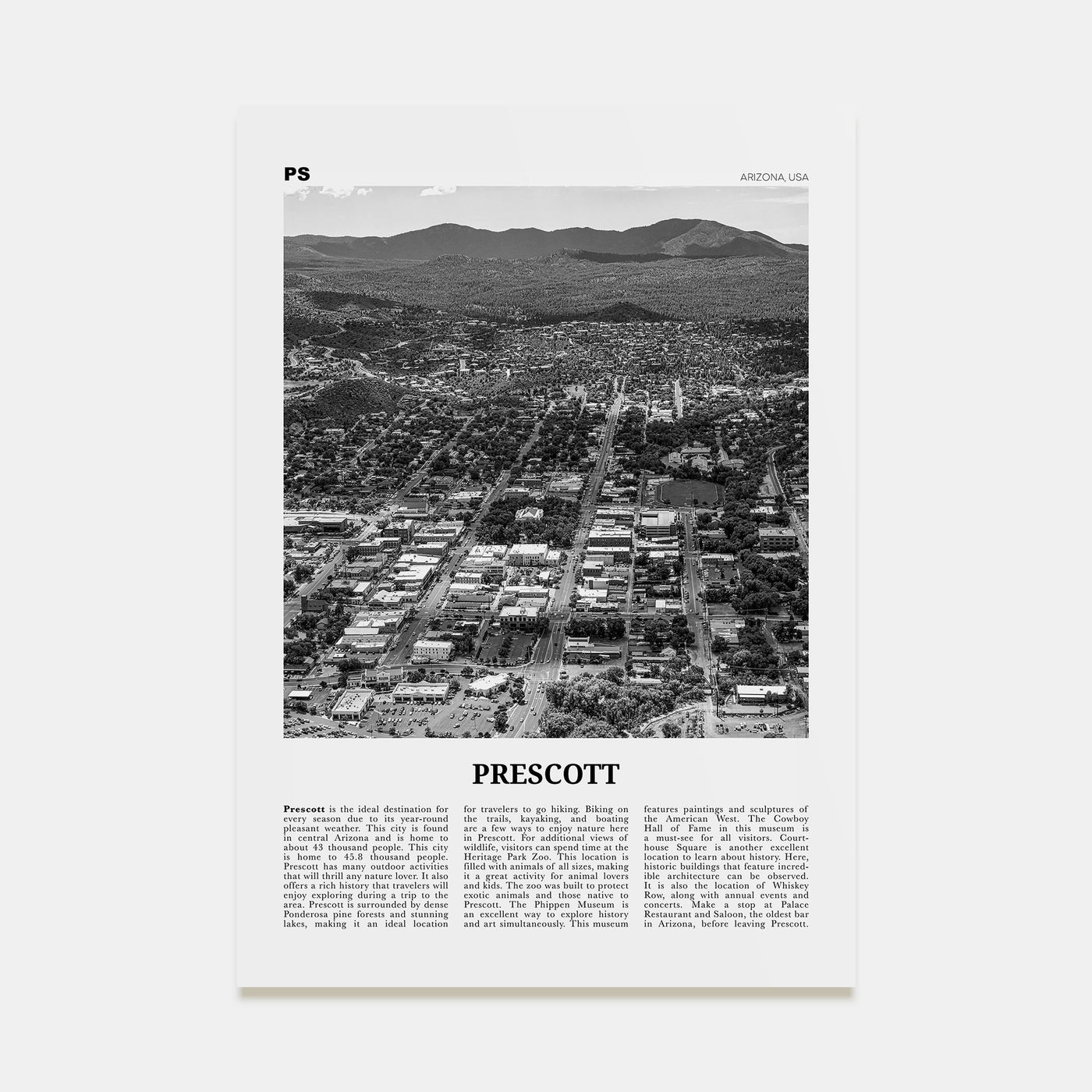 Prescott Travel B&W Poster