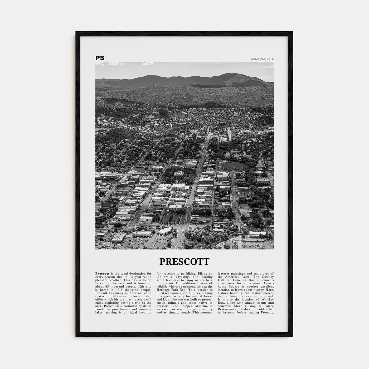 Prescott Travel B&W Poster
