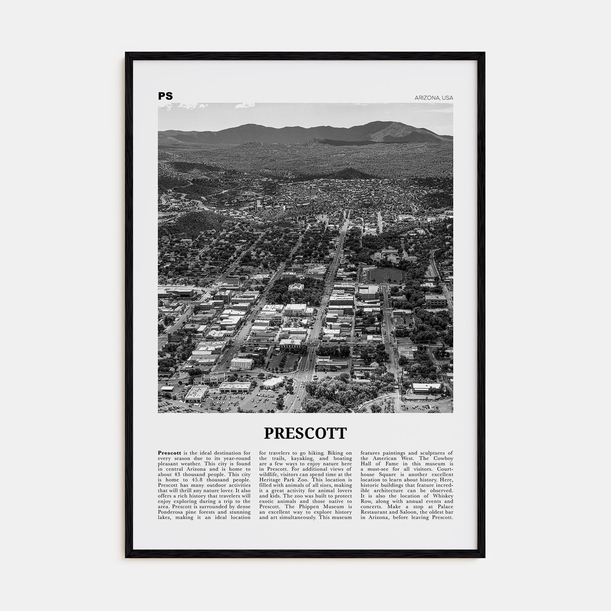Prescott Travel B&W Poster