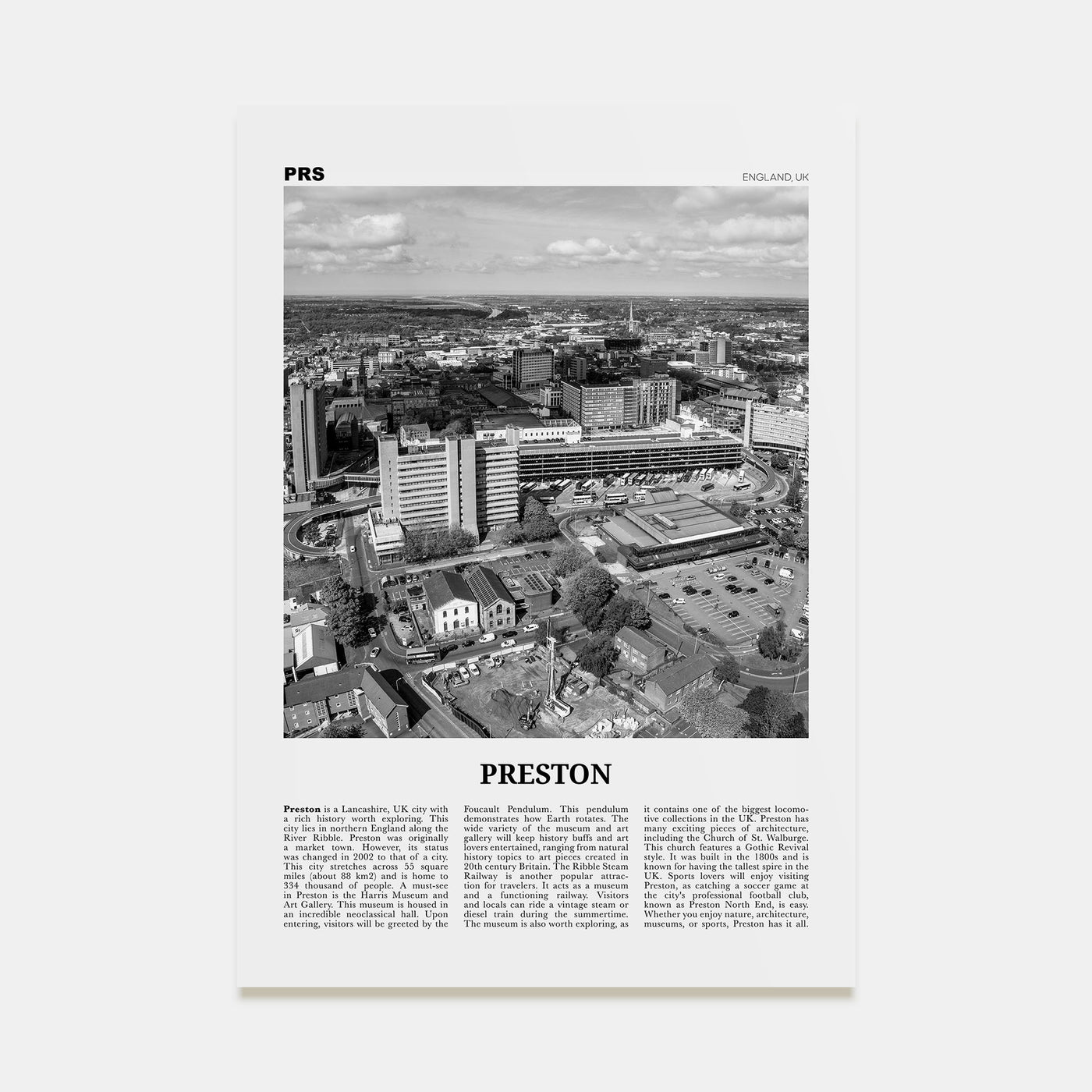 Preston Travel B&W No 1 Poster