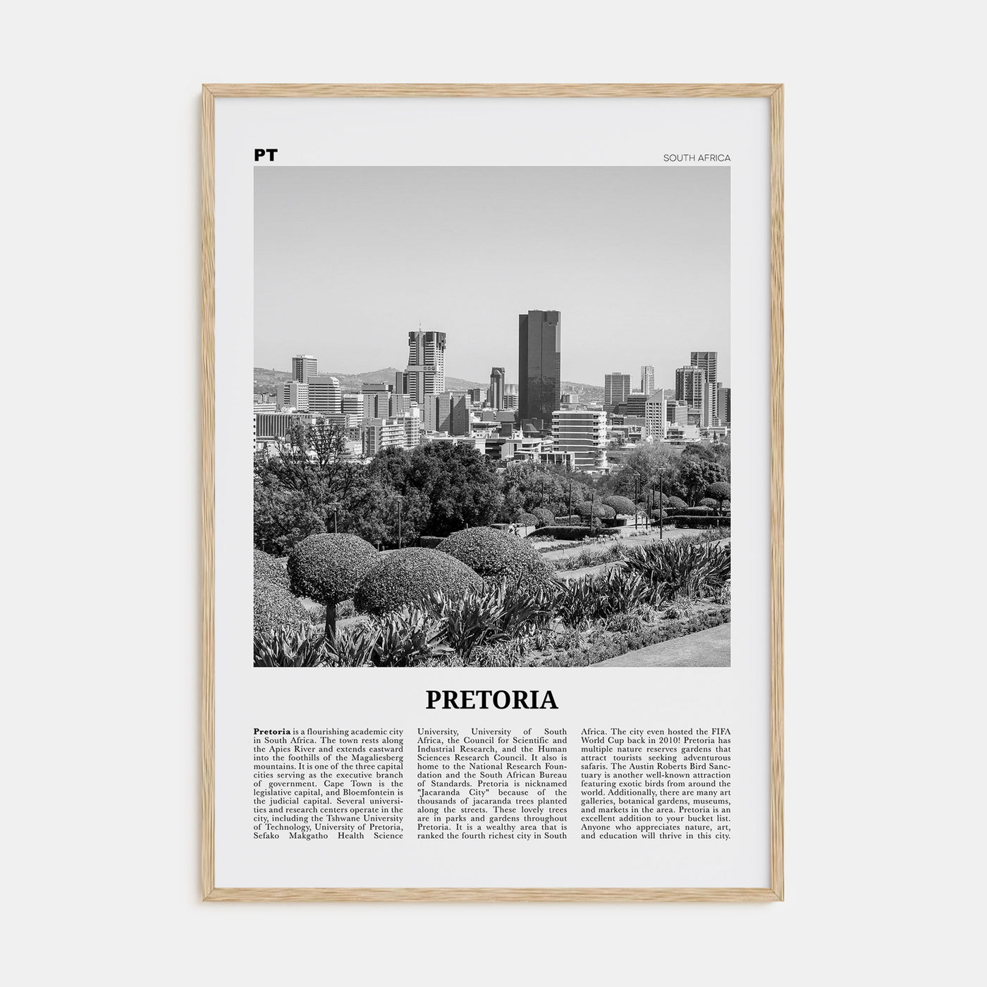 Pretoria Travel B&W Poster