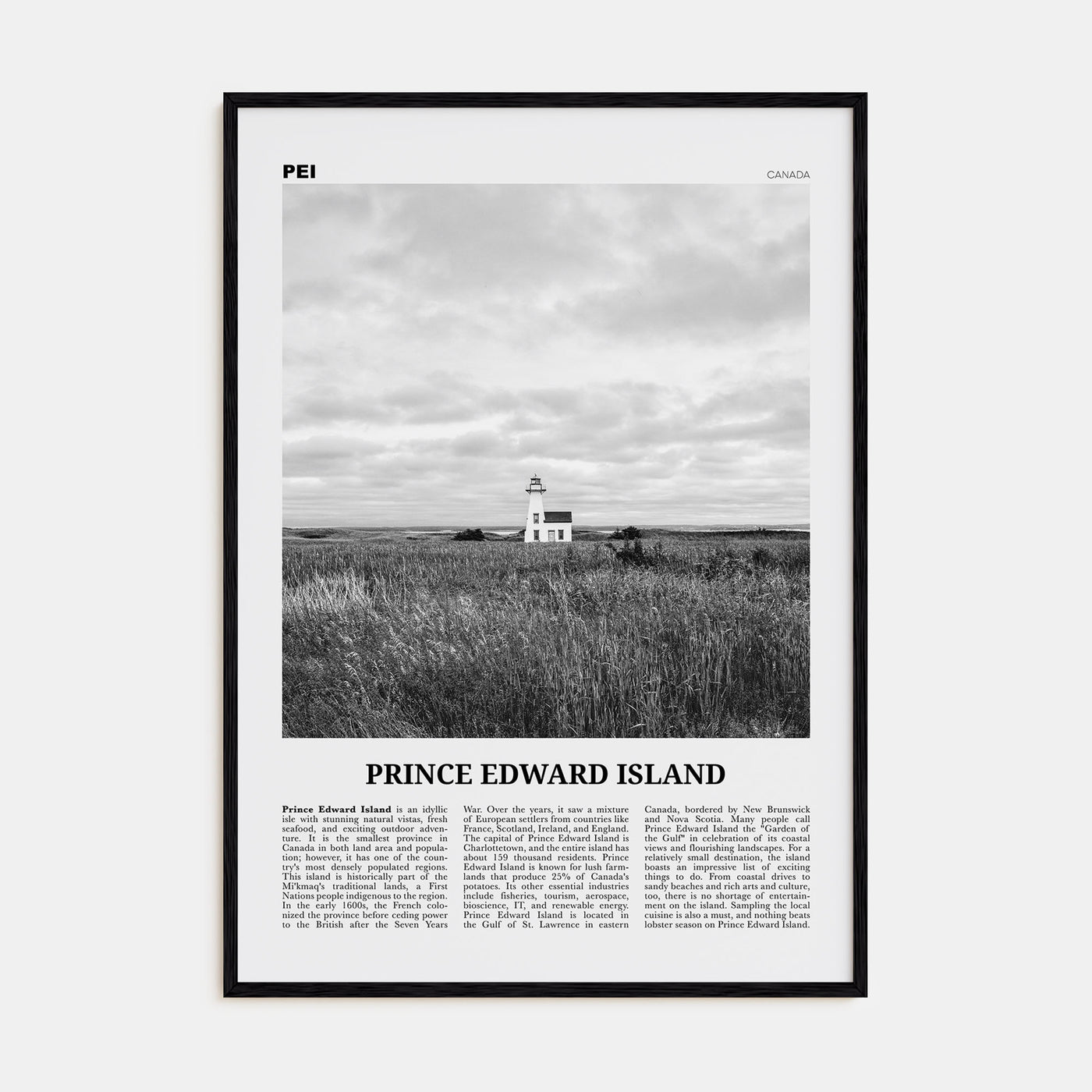 Prince Edward Island Travel B&W Poster