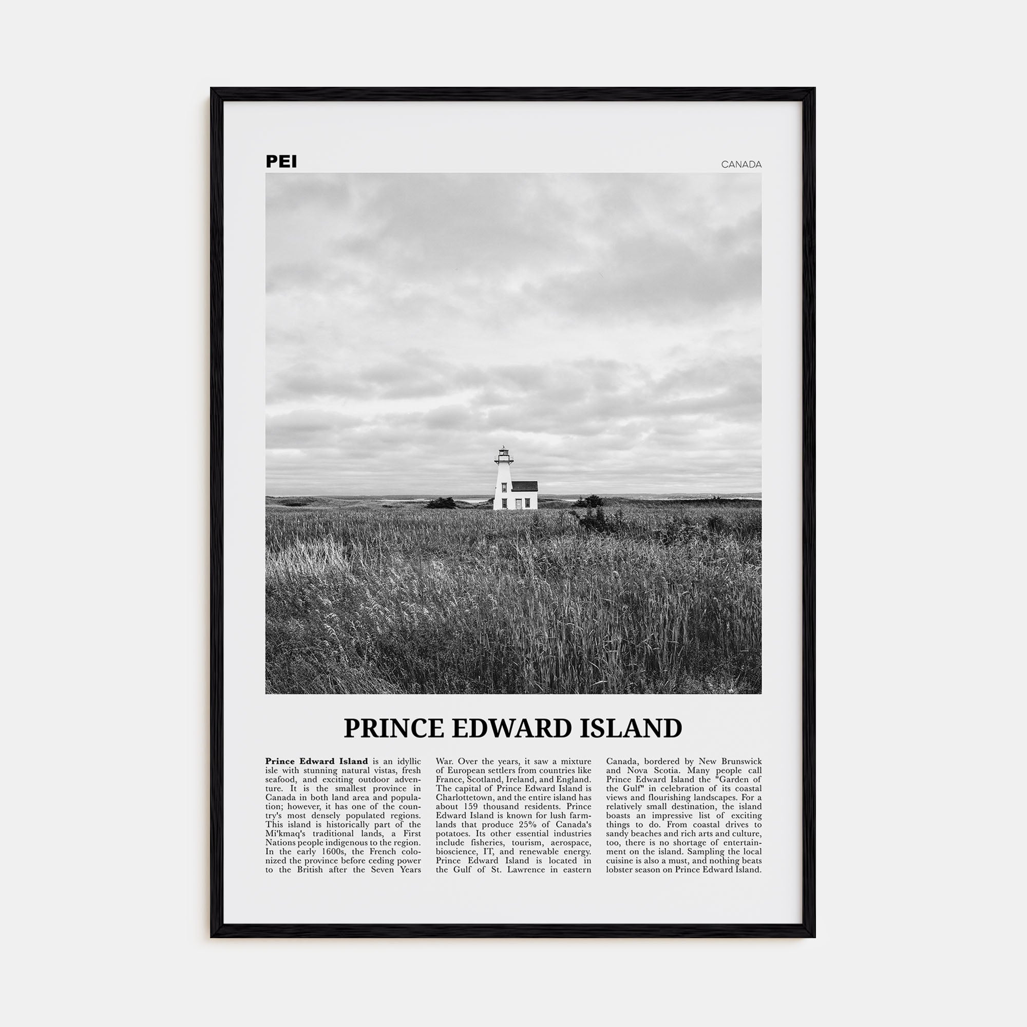 Prince Edward Island Travel B&W Poster