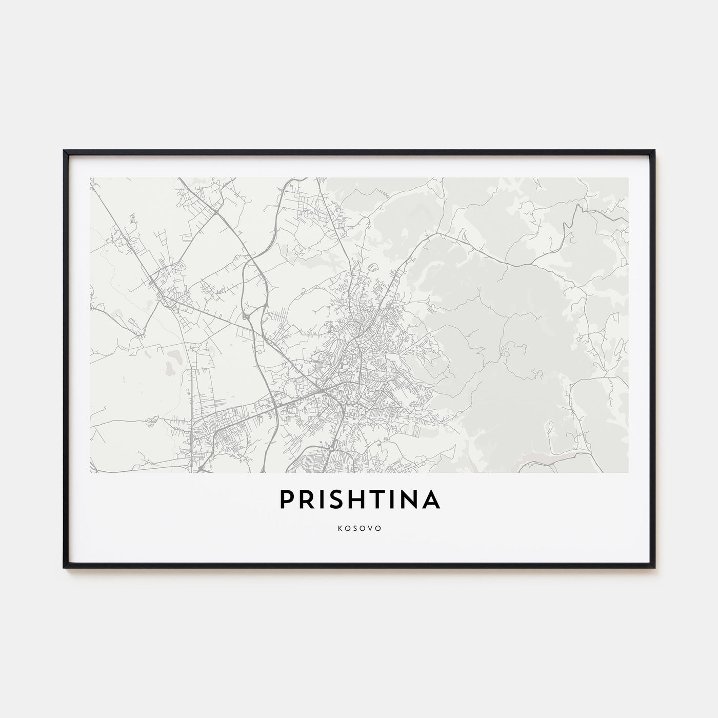 Prishtina Map Landscape Poster