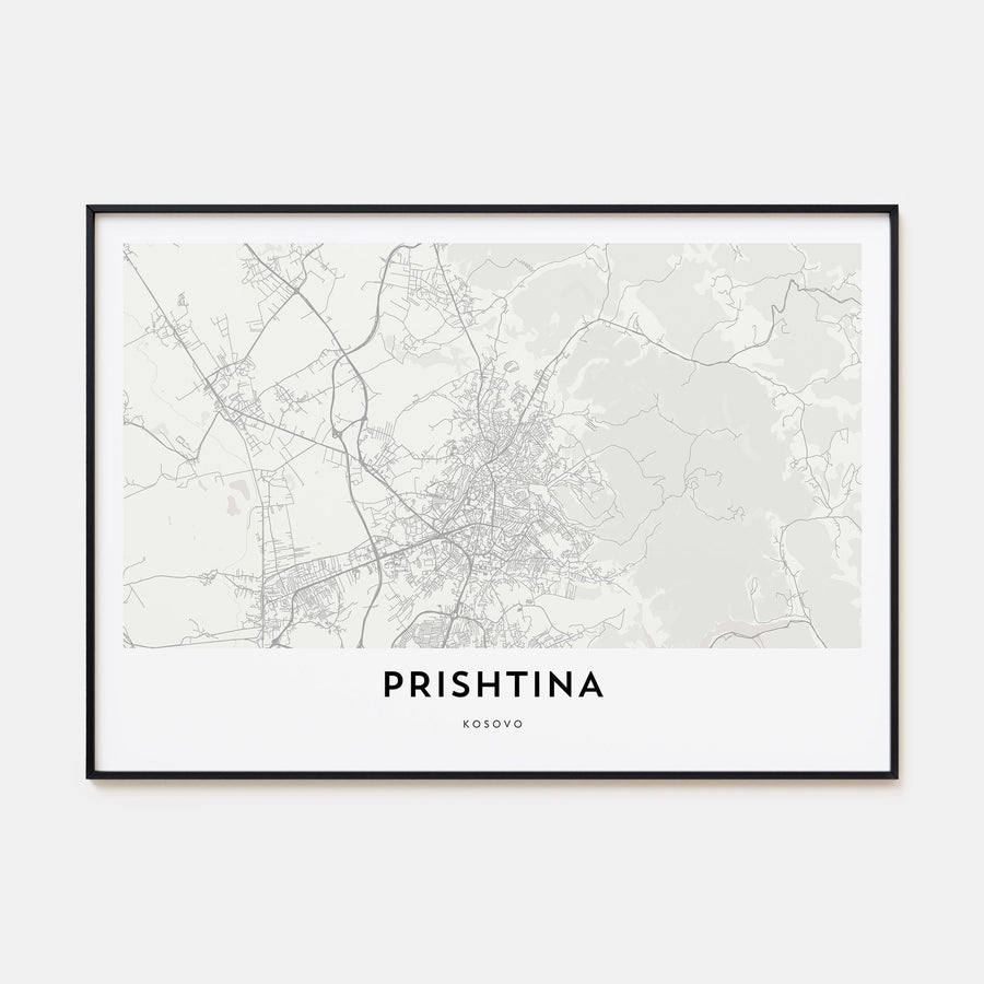 Prishtina Map Landscape Poster