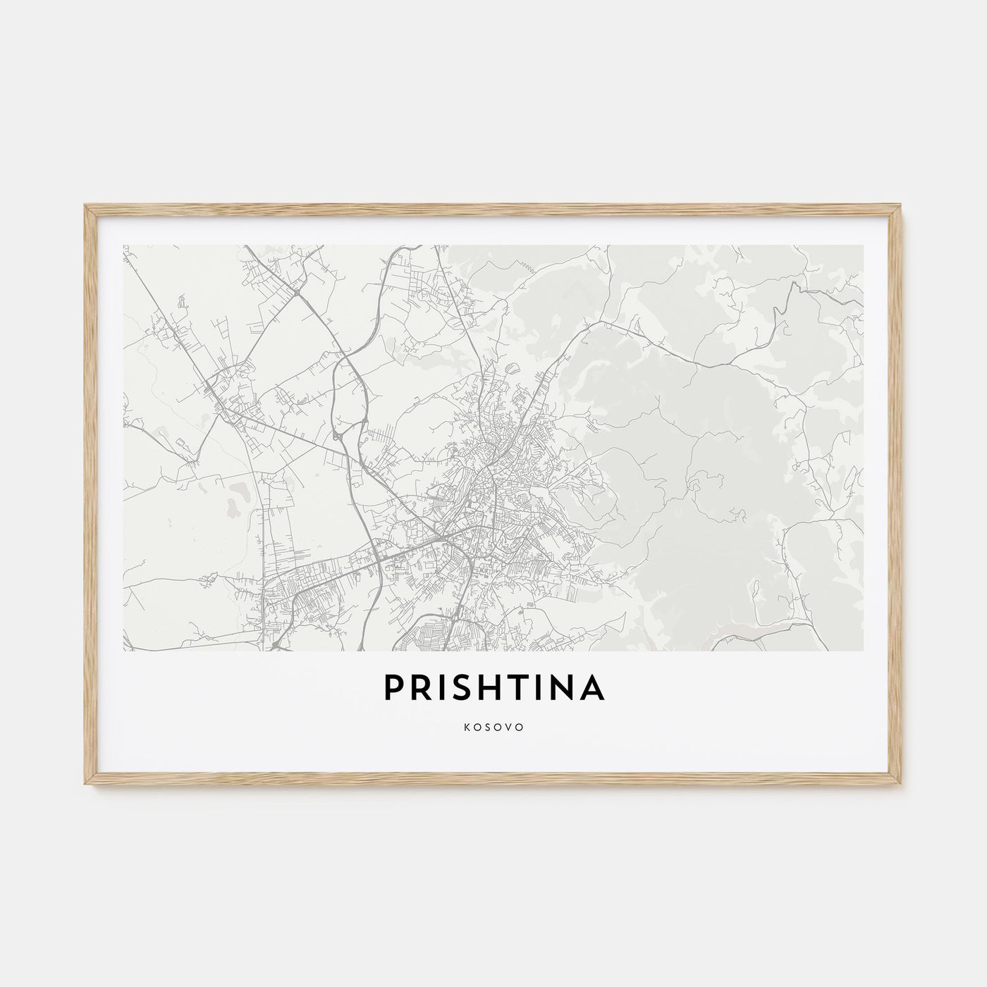 Prishtina Map Landscape Poster