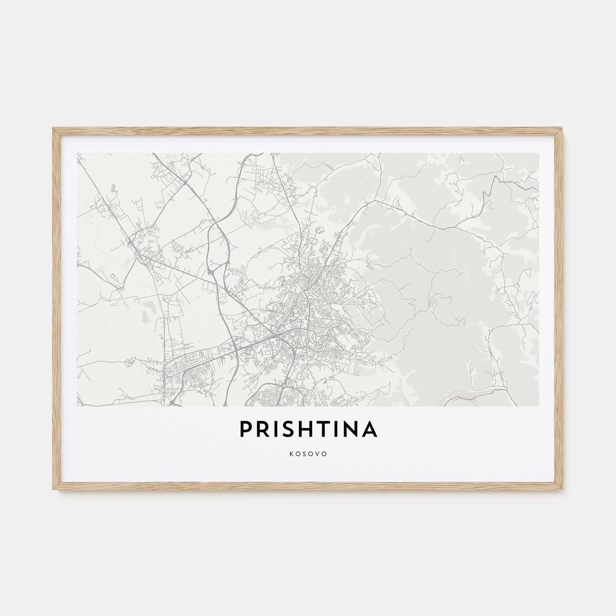 Prishtina Map Landscape Poster