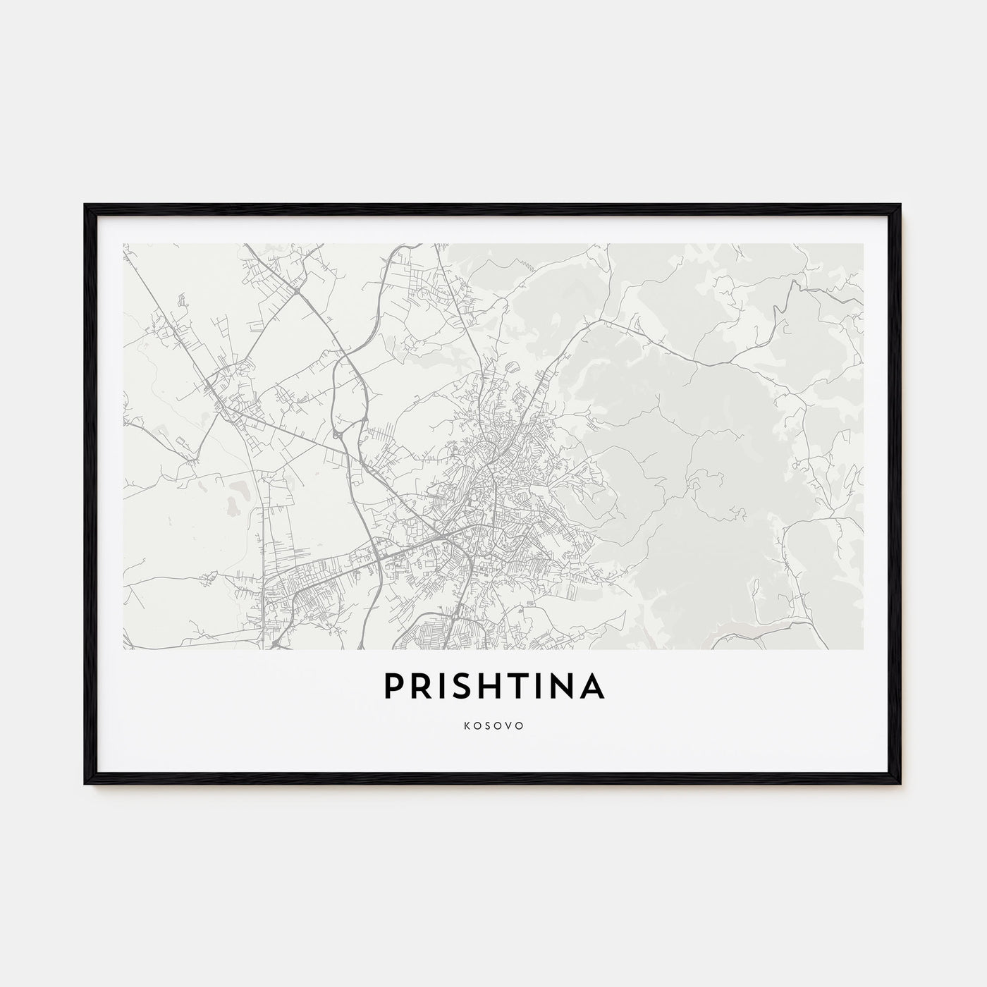 Prishtina Map Landscape Poster