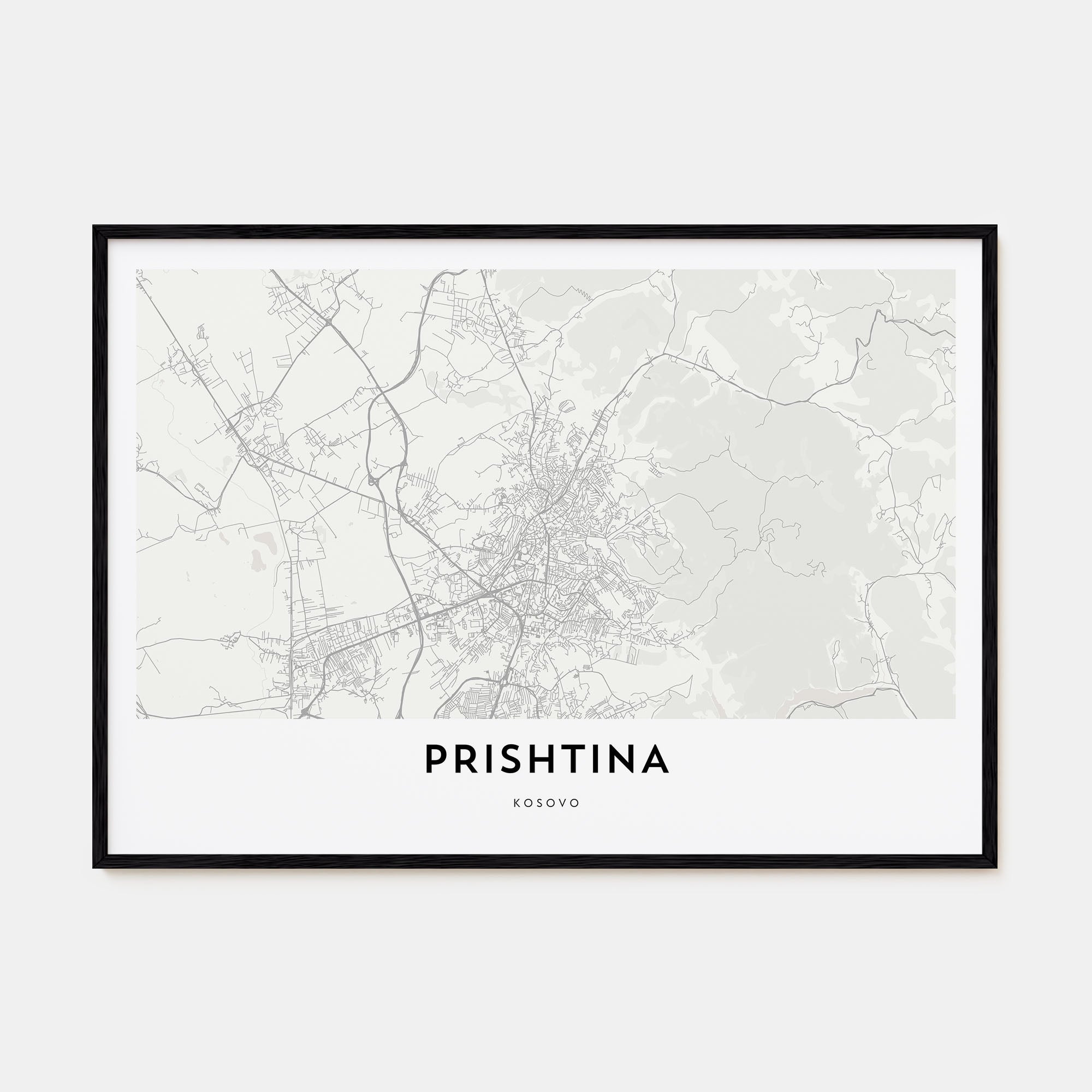 Prishtina Map Landscape Poster