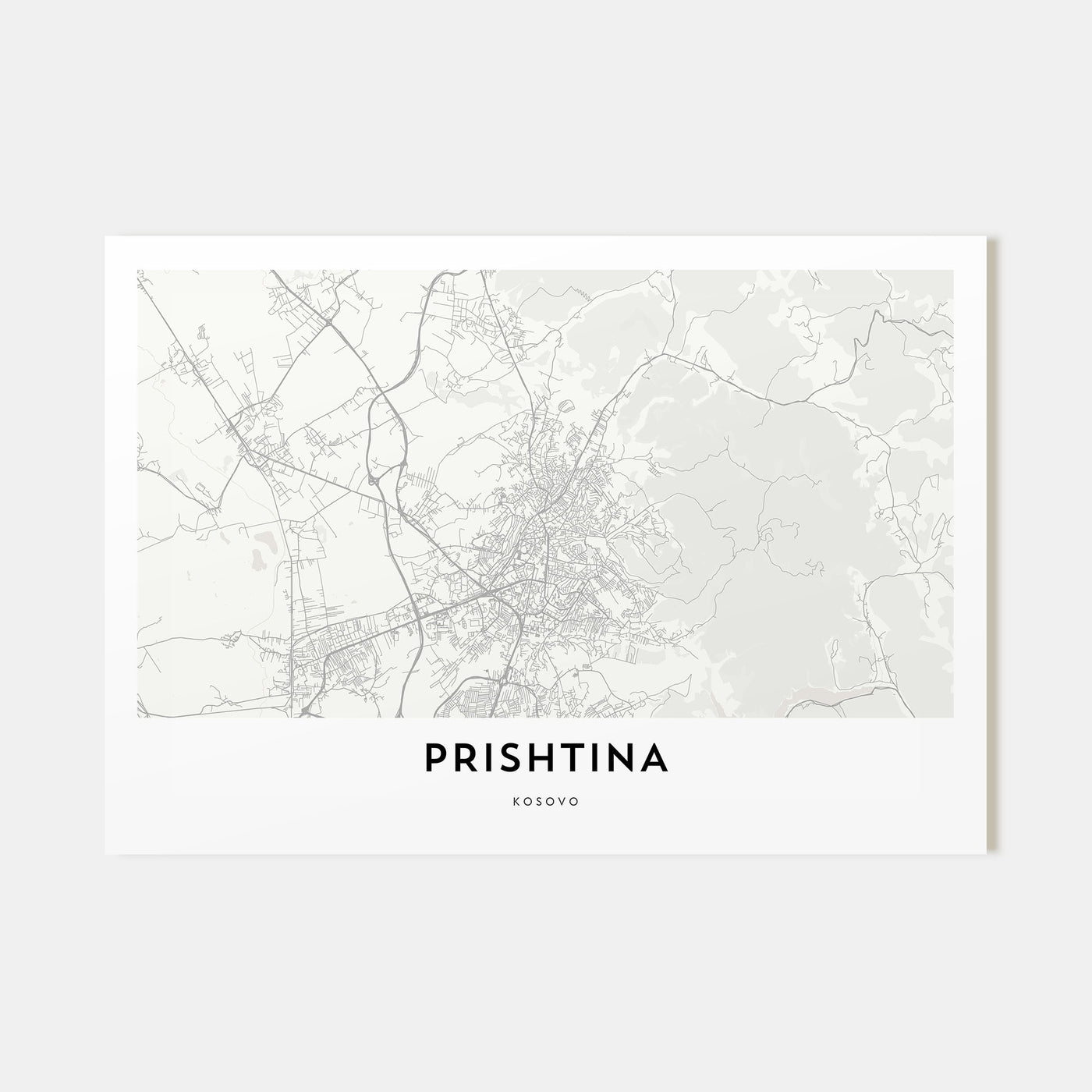 Prishtina Map Landscape Poster