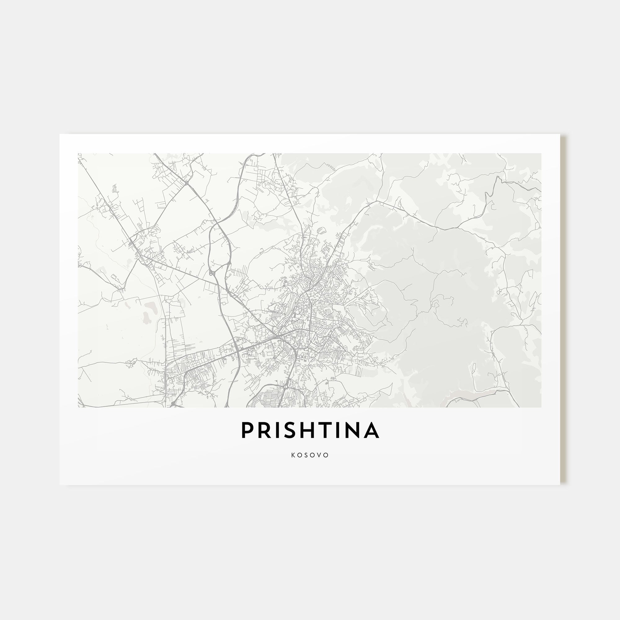 Prishtina Map Landscape Poster