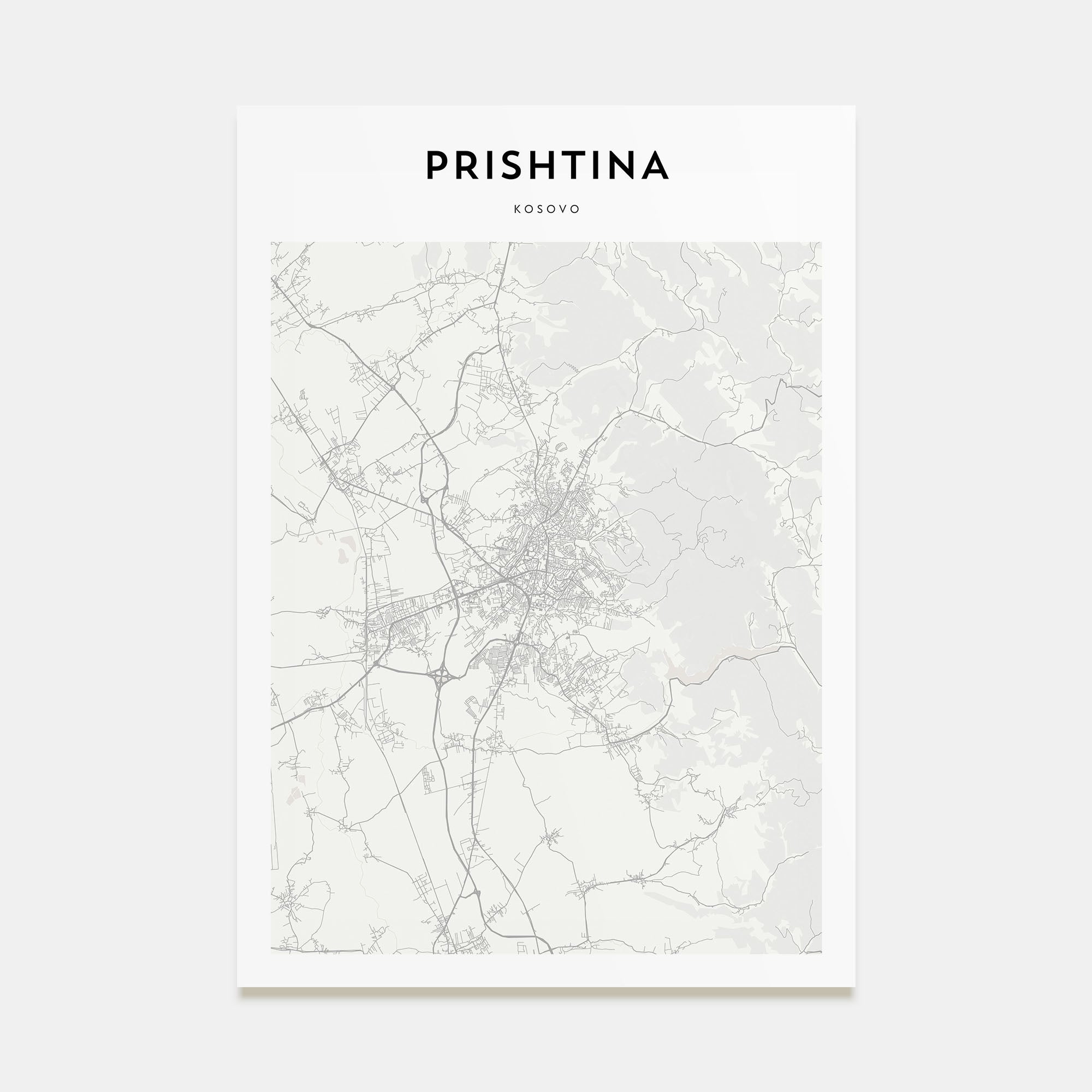 Prishtina Map Portrait Poster
