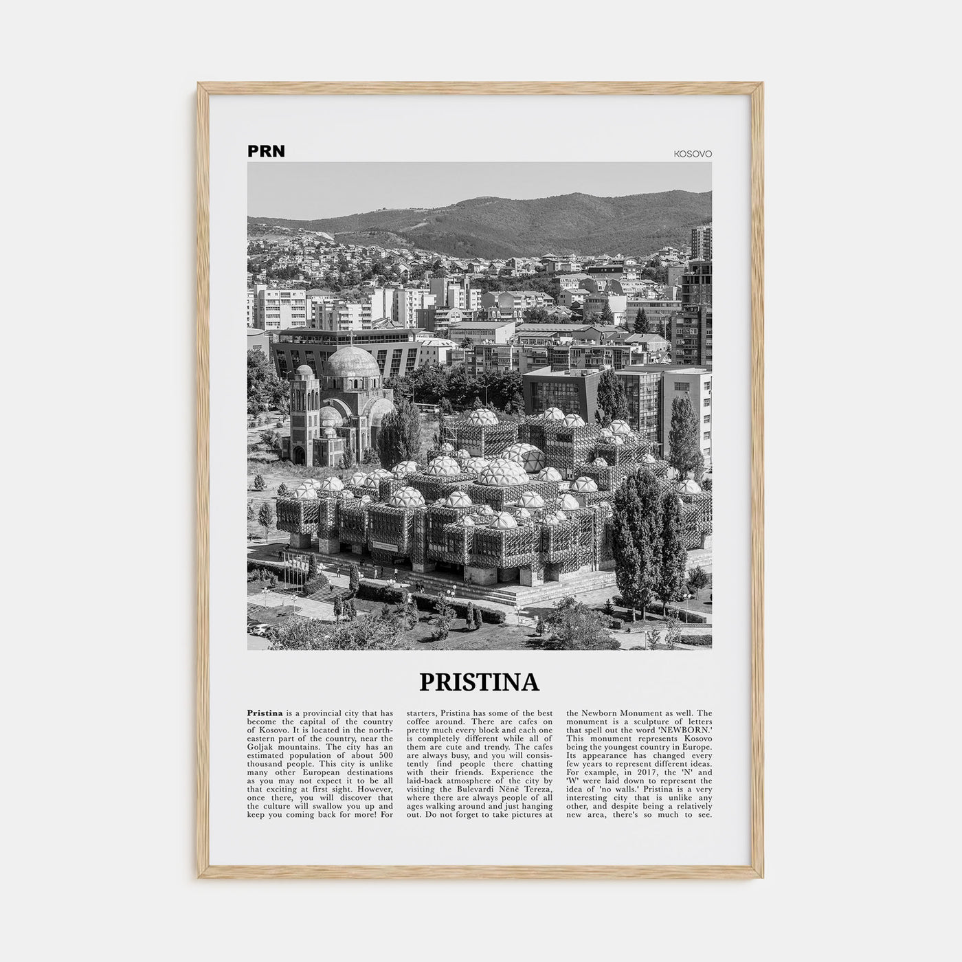 Pristina Travel B&W Poster