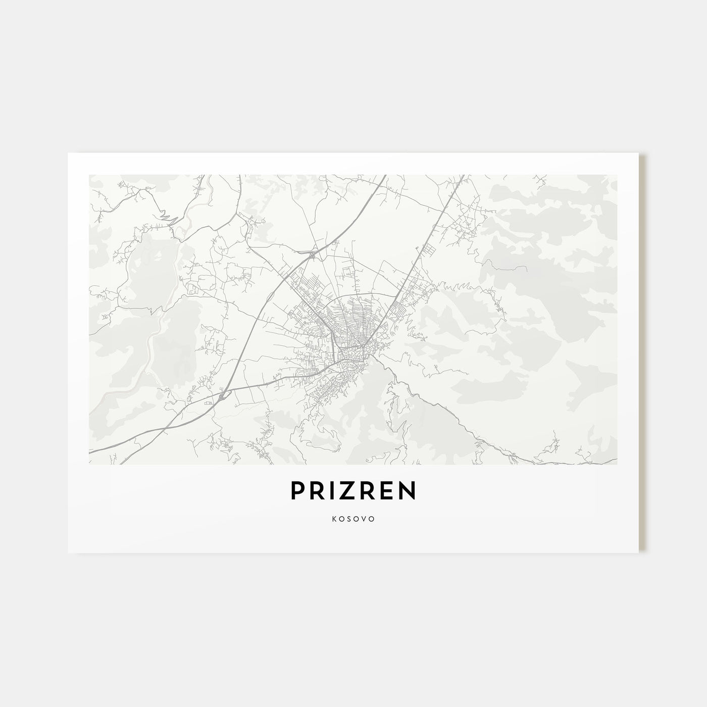 Prizren Map Landscape Poster