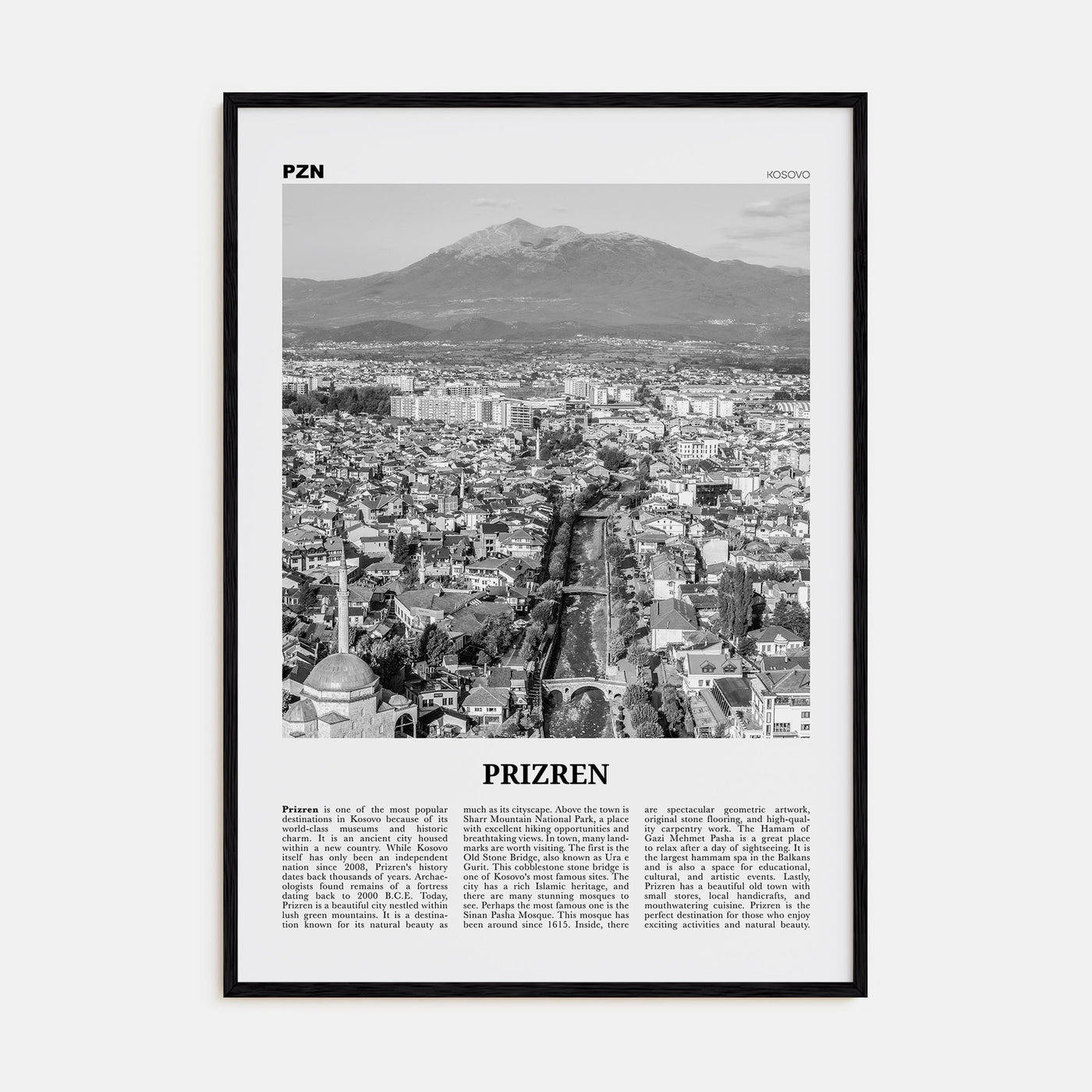 Prizren Travel B&W Poster