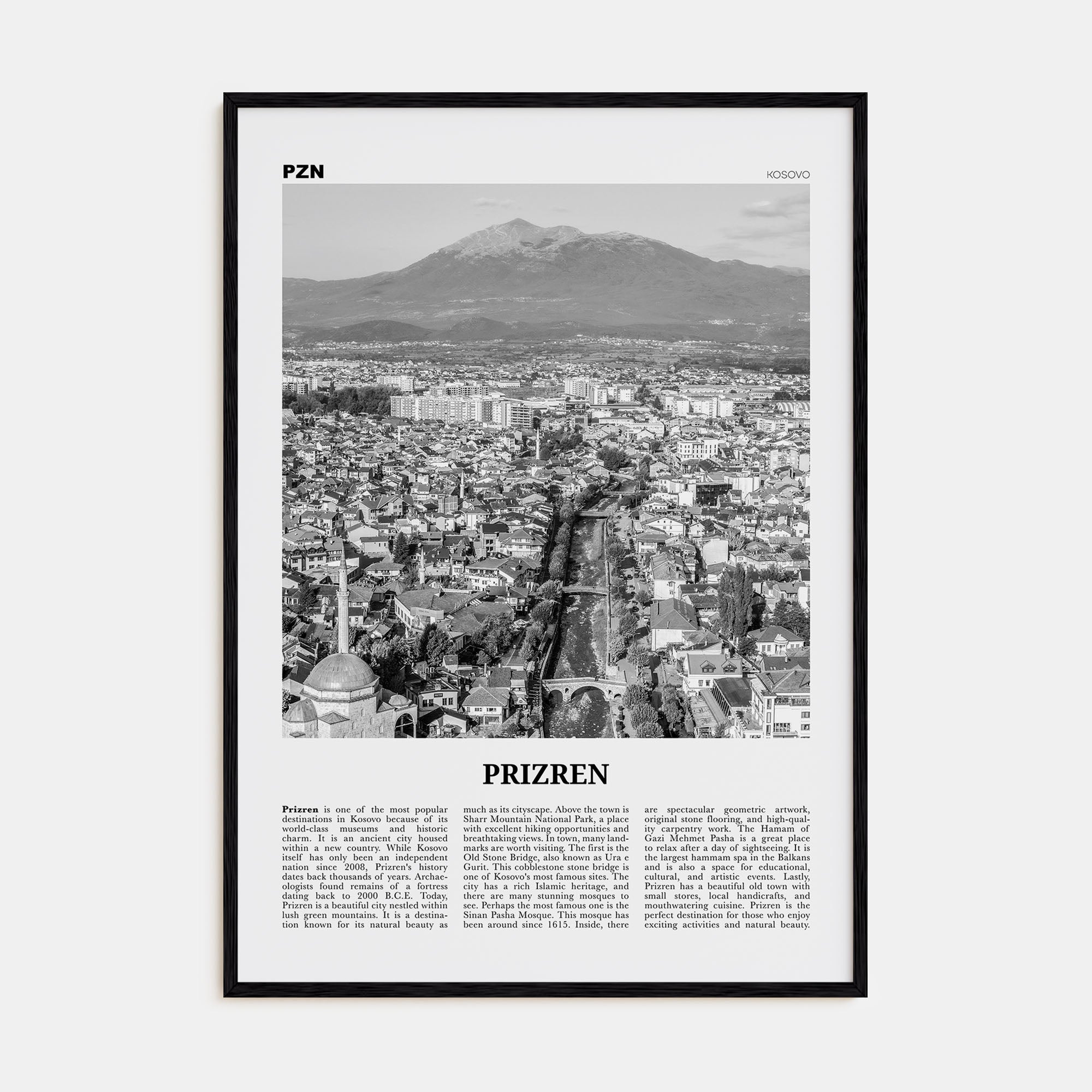 Prizren Travel B&W Poster