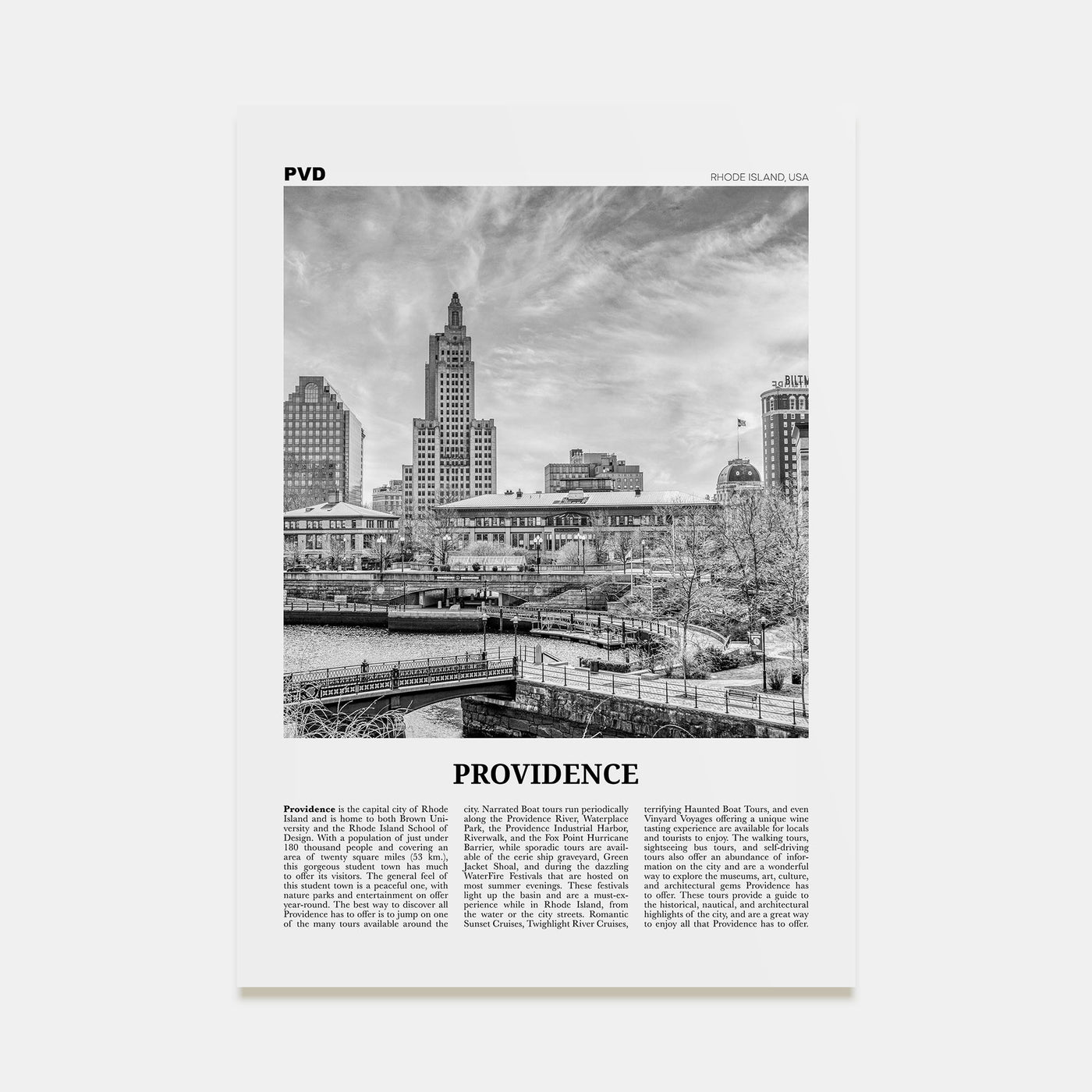 Providence Travel B&W Poster