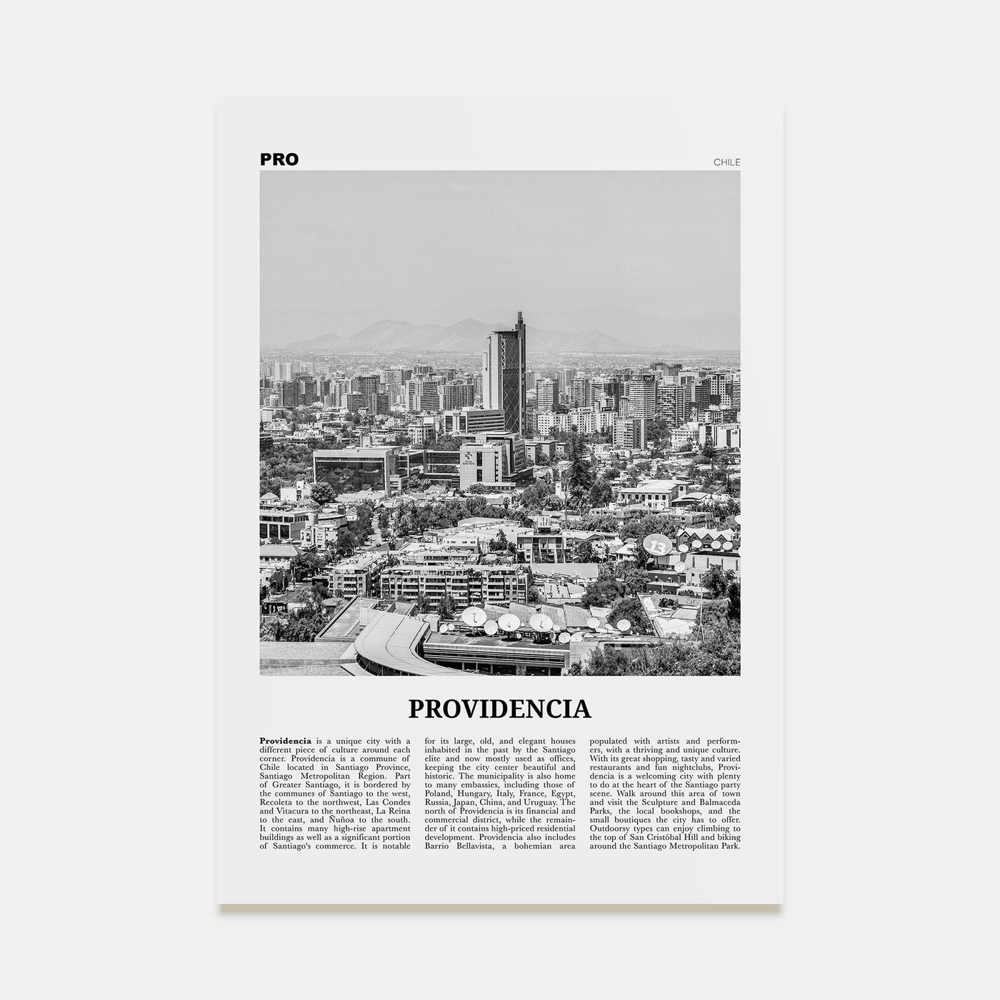 Providencia Travel B&W Poster