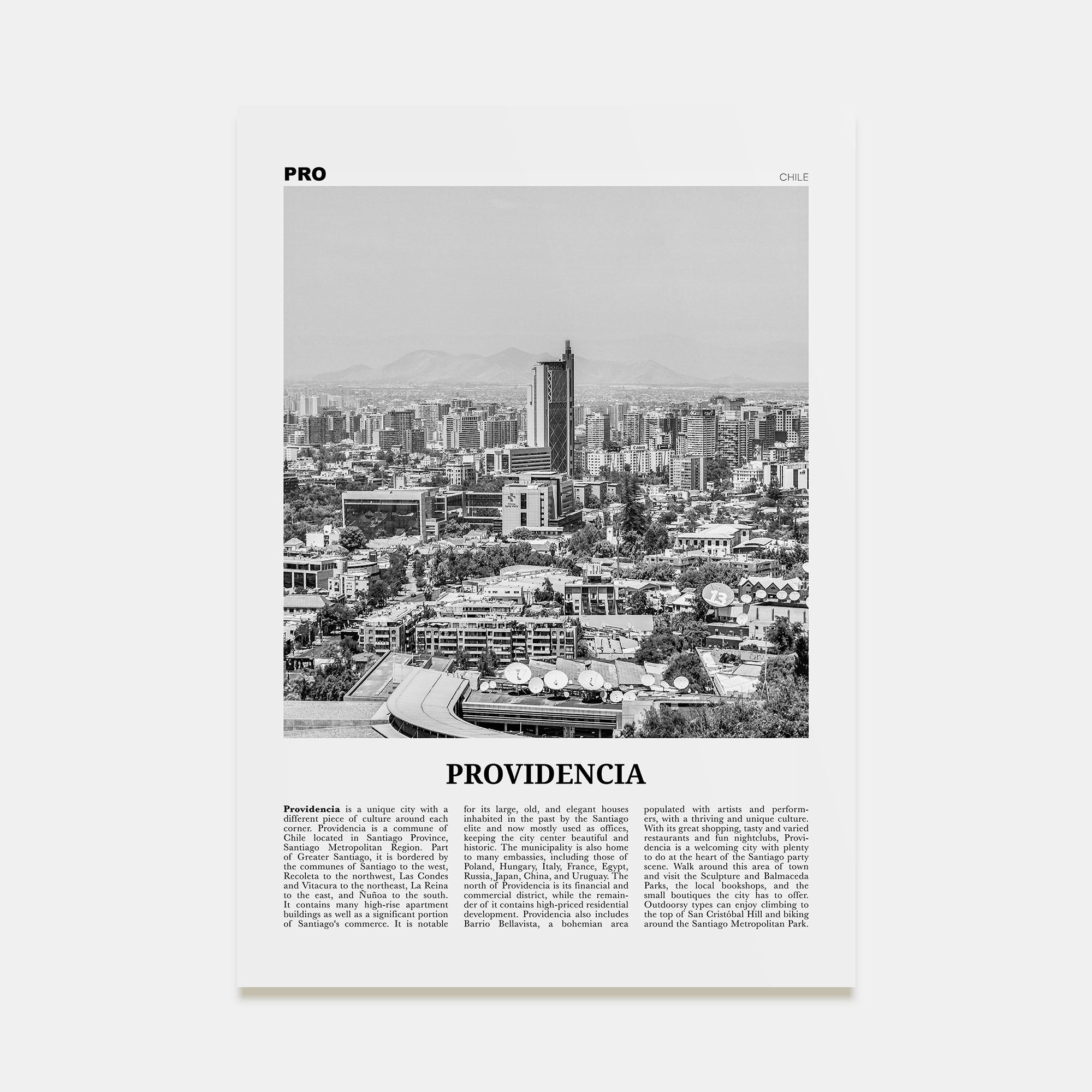 Providencia Travel B&W Poster