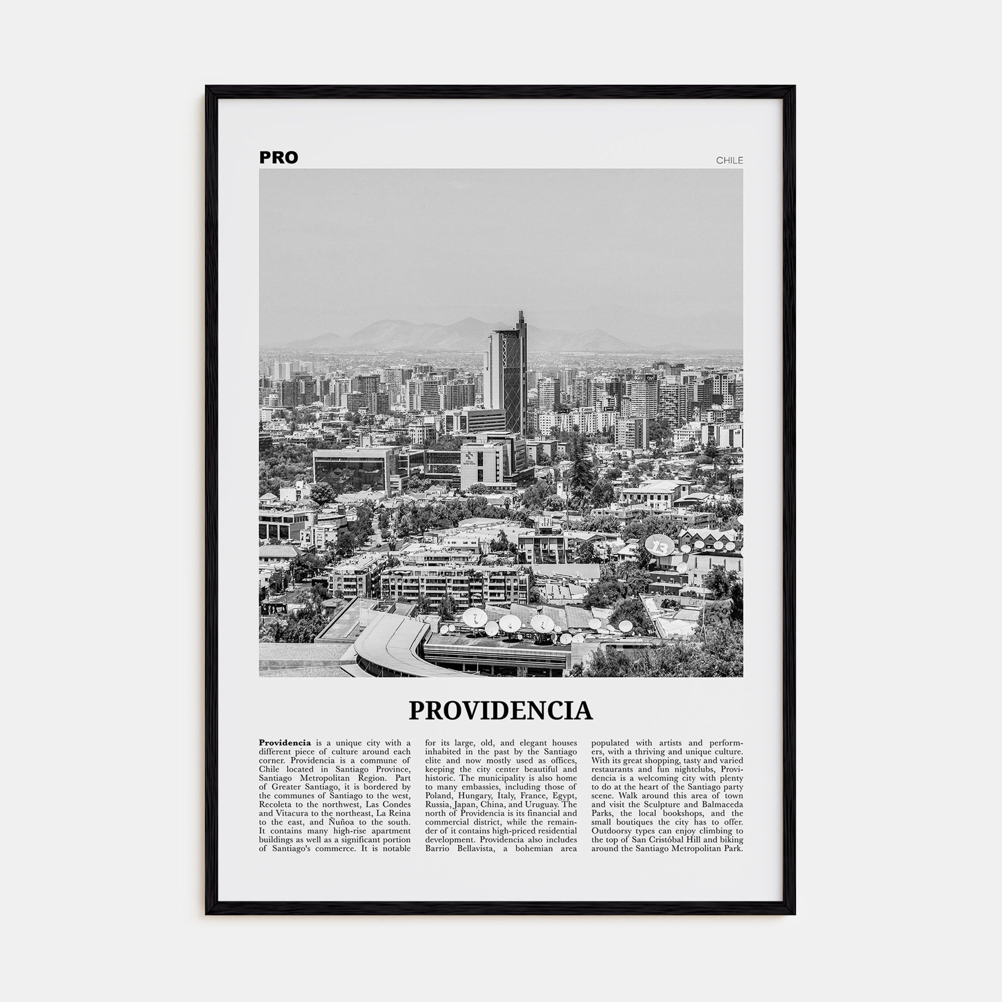 Providencia Travel B&W Poster