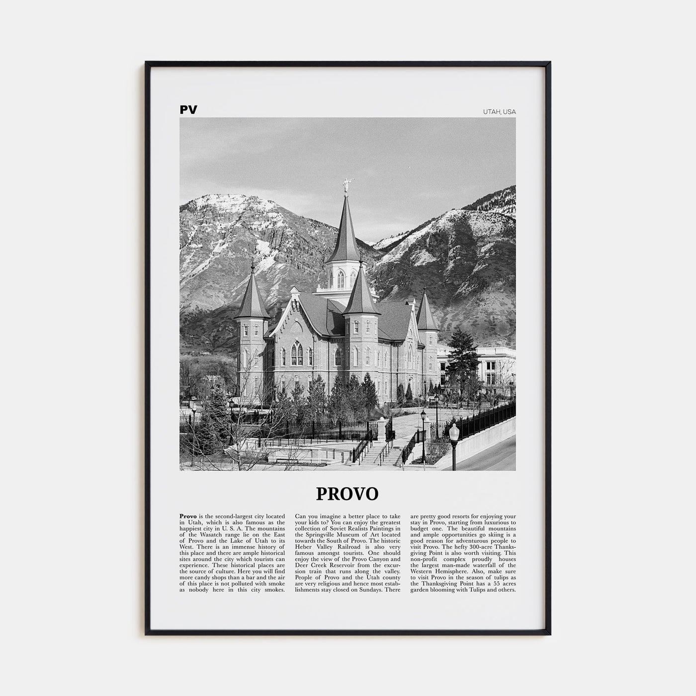 Provo Travel B&W Poster