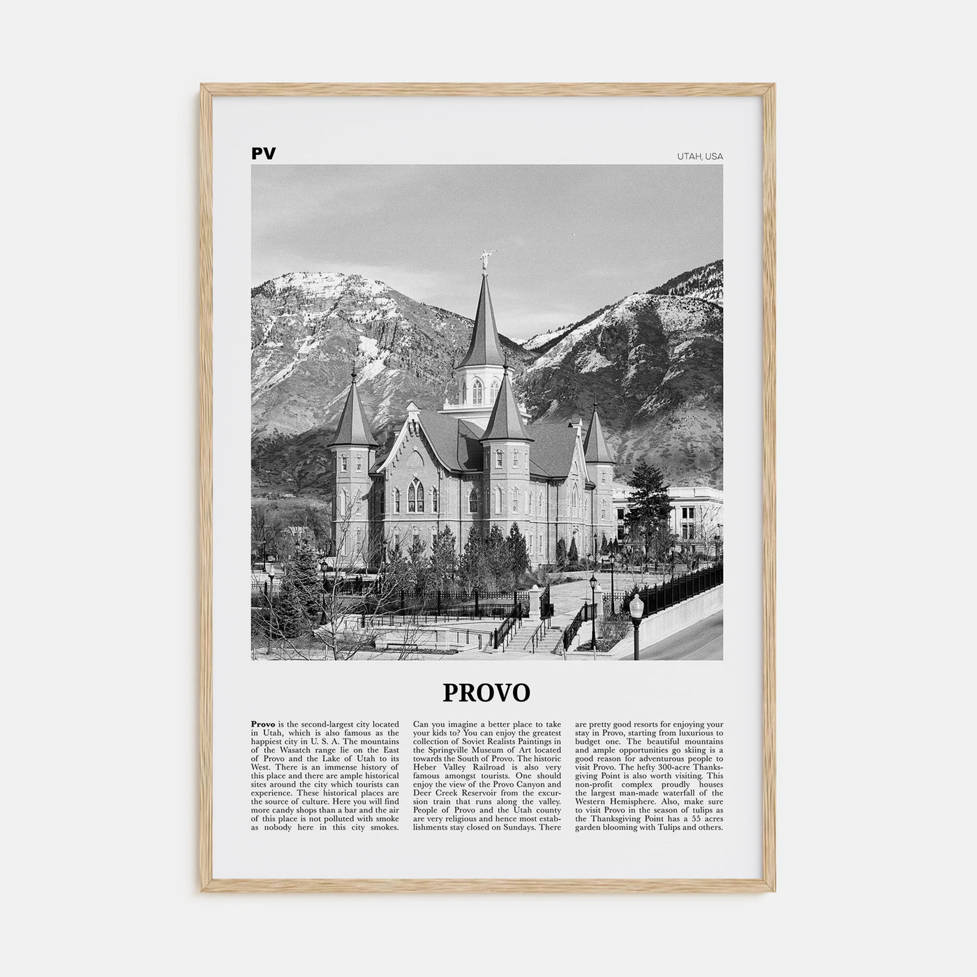 Provo Travel B&W Poster