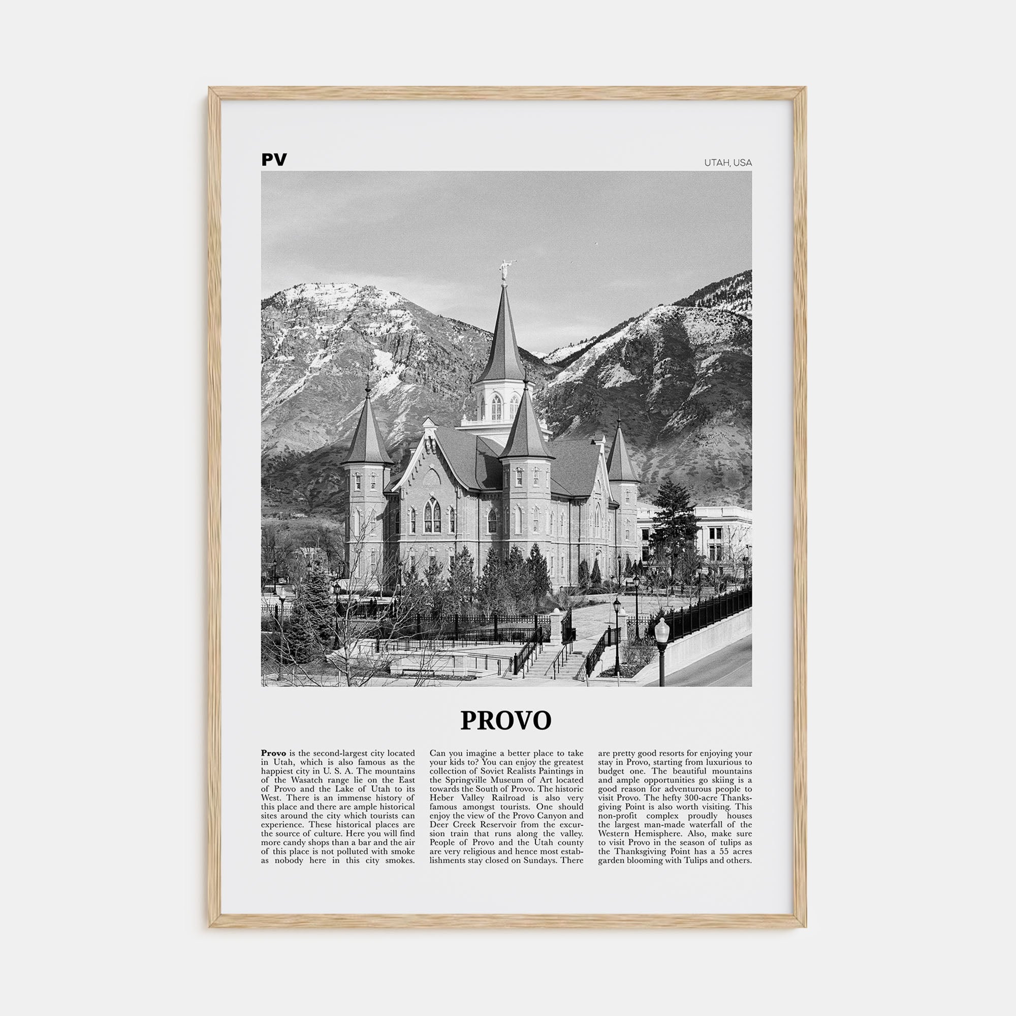 Provo Travel B&W Poster
