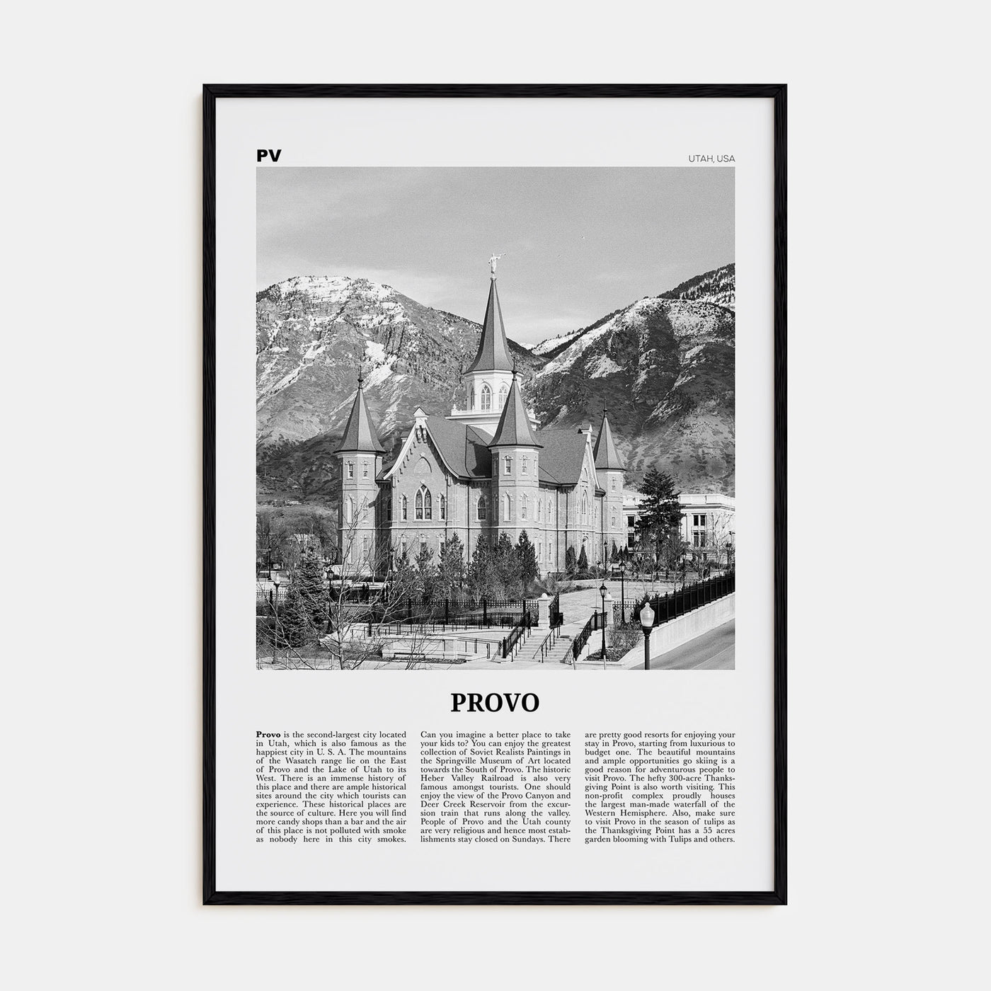 Provo Travel B&W Poster
