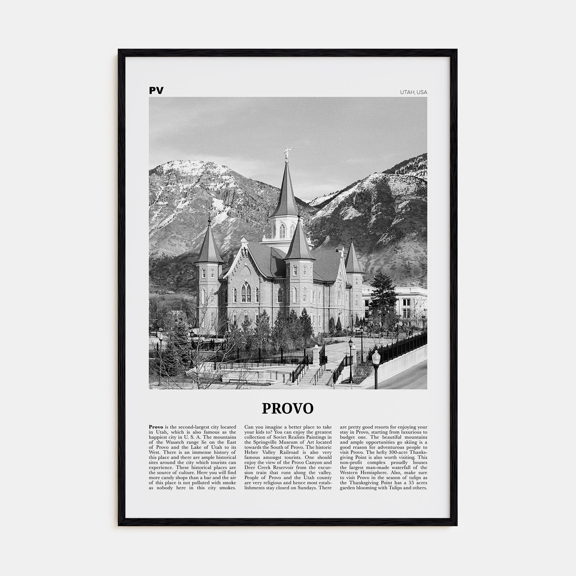 Provo Travel B&W Poster