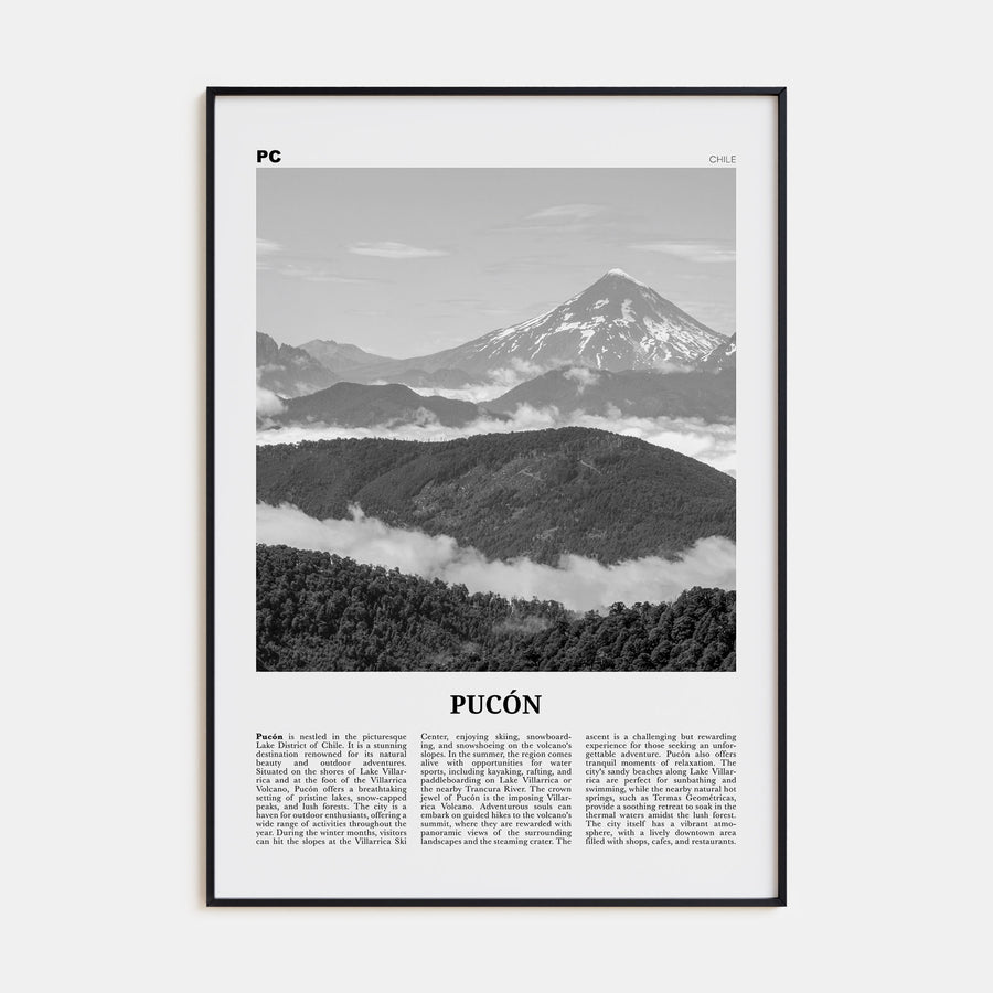 Pucón Travel B&W Poster