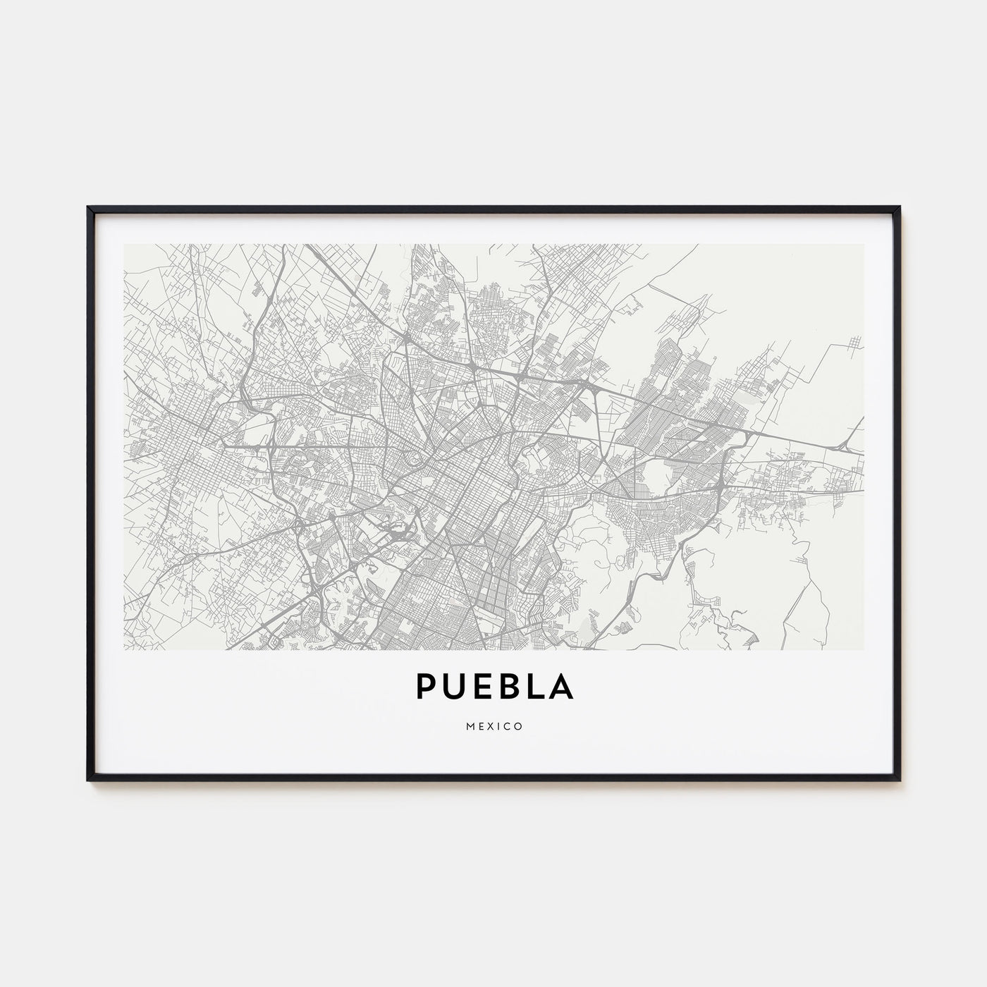 Puebla Map Landscape Poster