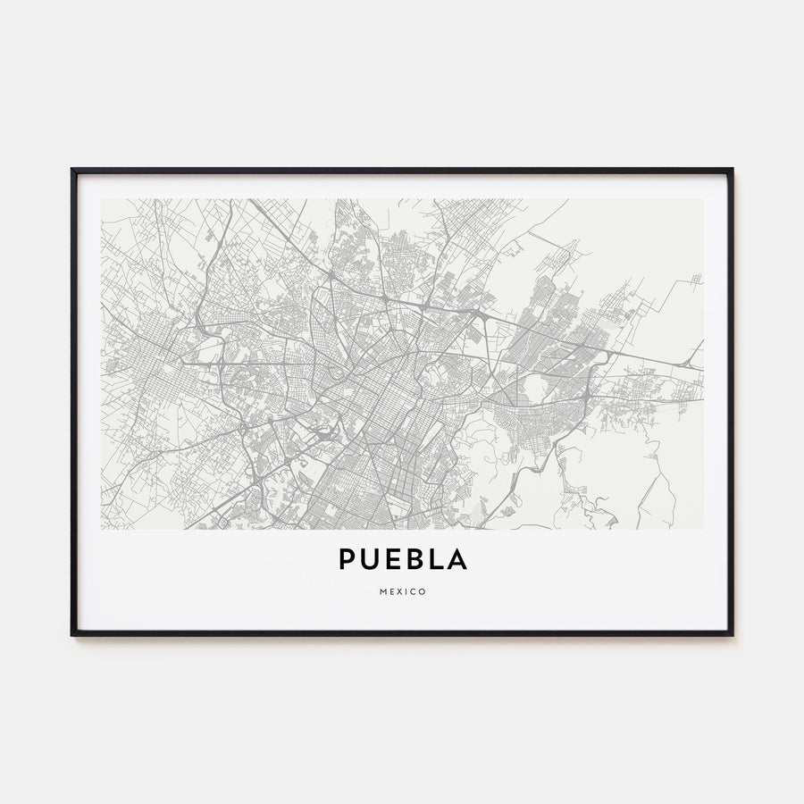 Puebla Map Landscape Poster