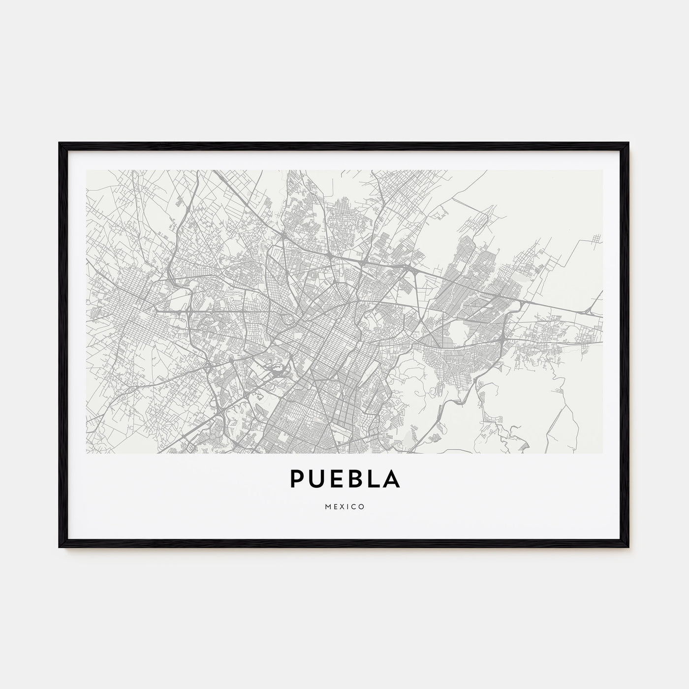 Puebla Map Landscape Poster