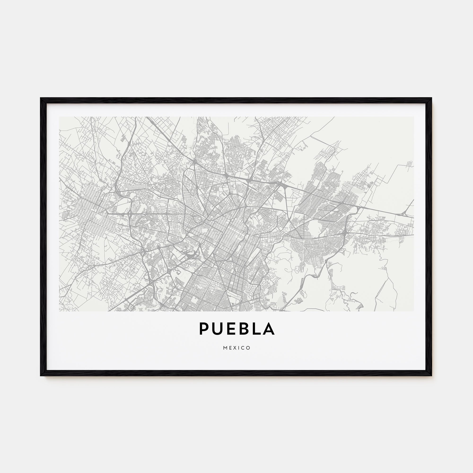 Puebla Map Landscape Poster