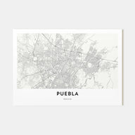 Puebla Map Landscape Poster