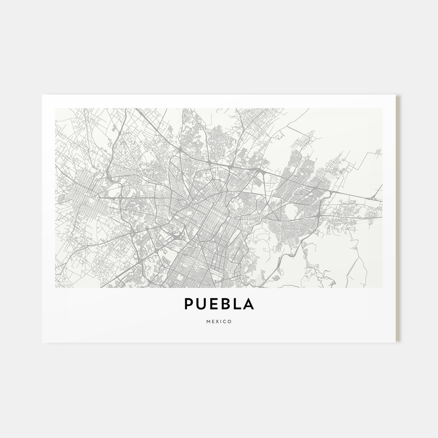 Puebla Map Landscape Poster