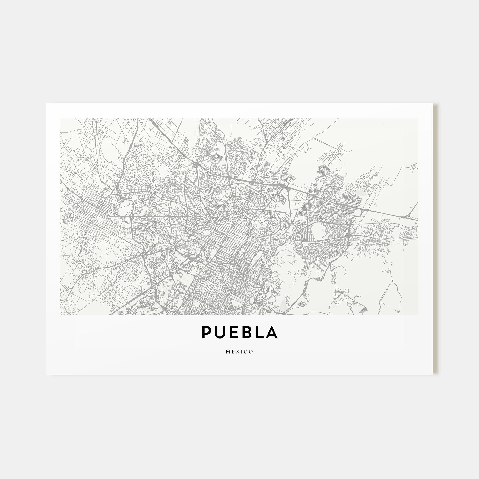 Puebla Map Landscape Poster