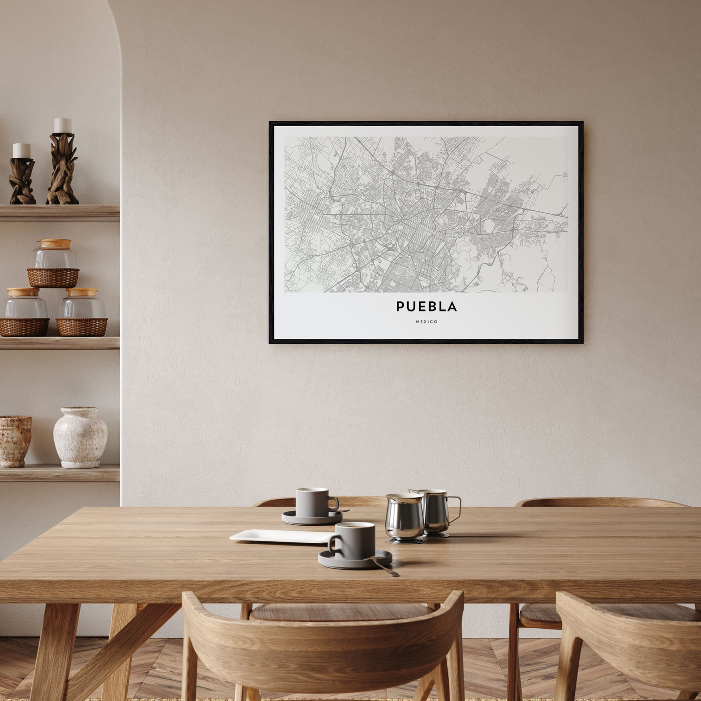 Puebla Map Landscape Poster