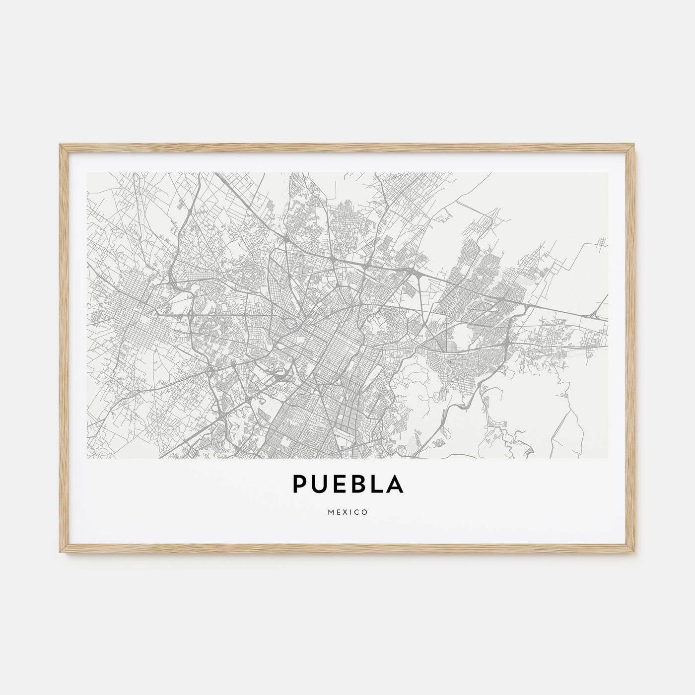 Puebla Map Landscape Poster
