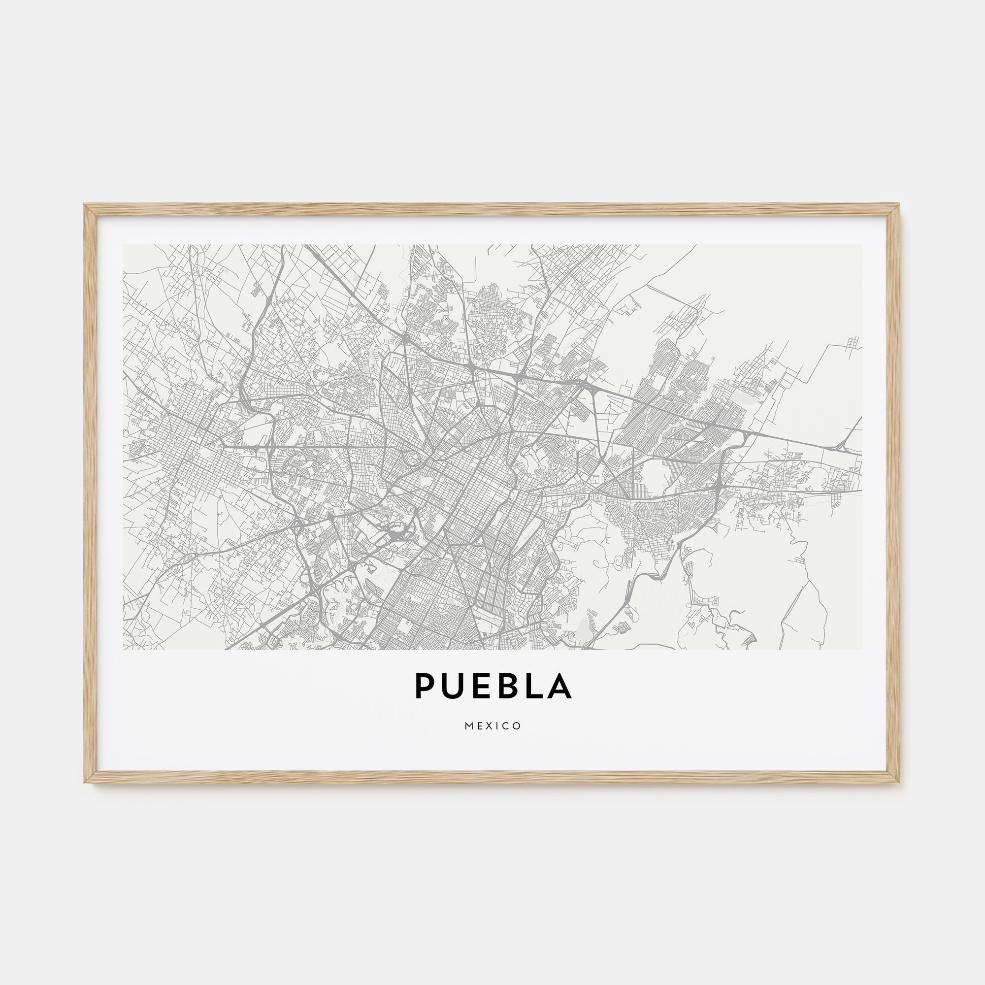 Puebla Map Landscape Poster