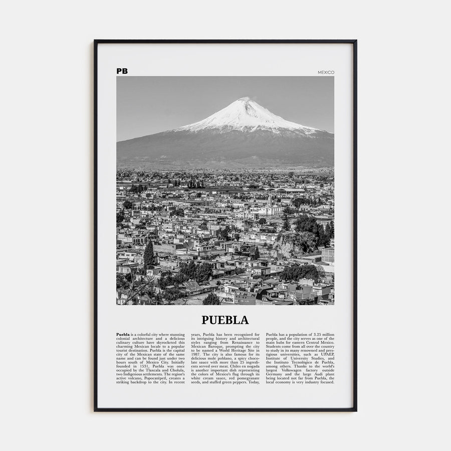 Puebla Travel B&W Poster