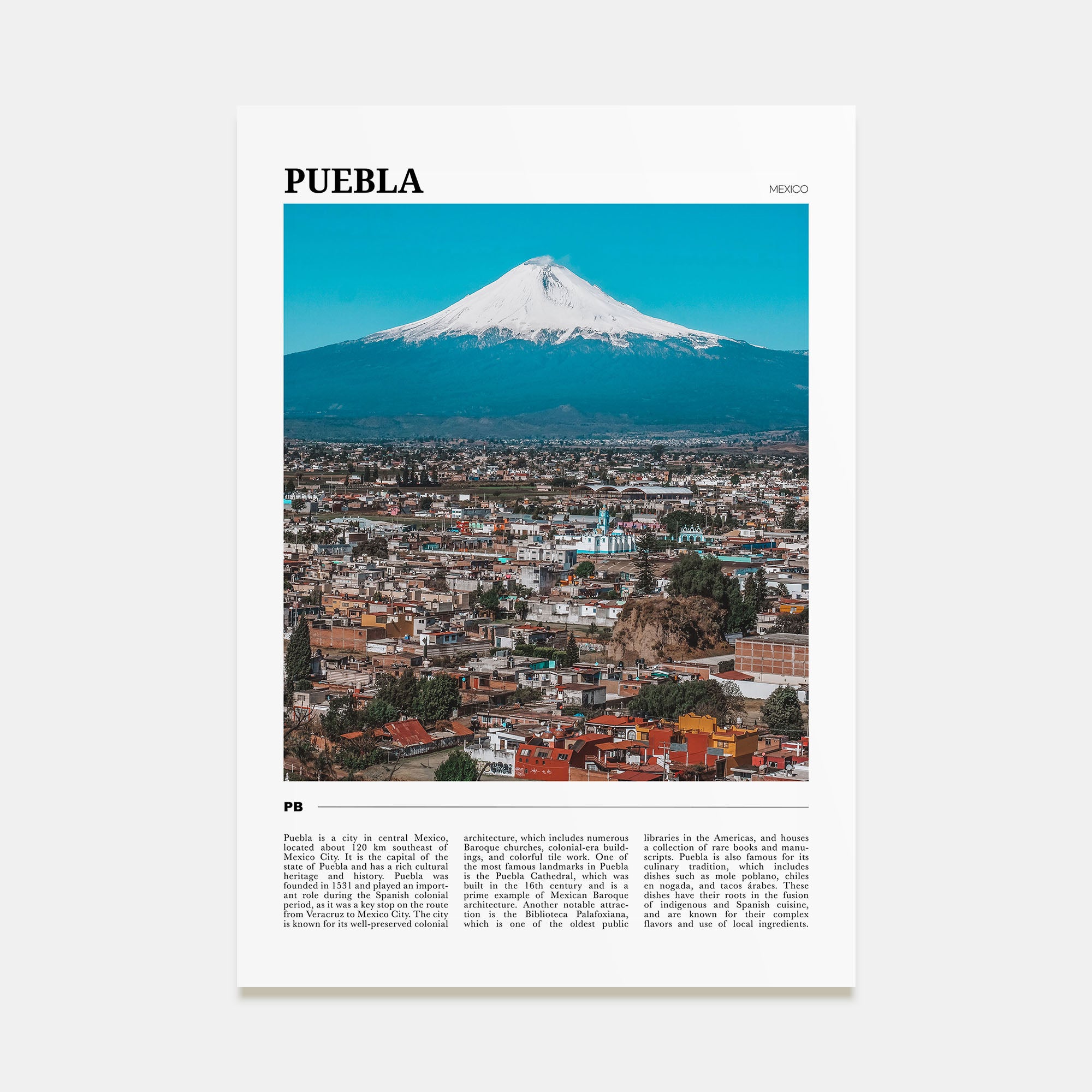 Puebla Travel Color Poster