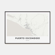 Puerto Escondido Map Landscape Poster